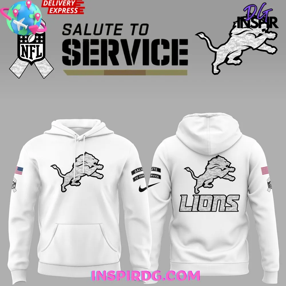 -Detroit Lions Salute to Service 2024 White Hoodie