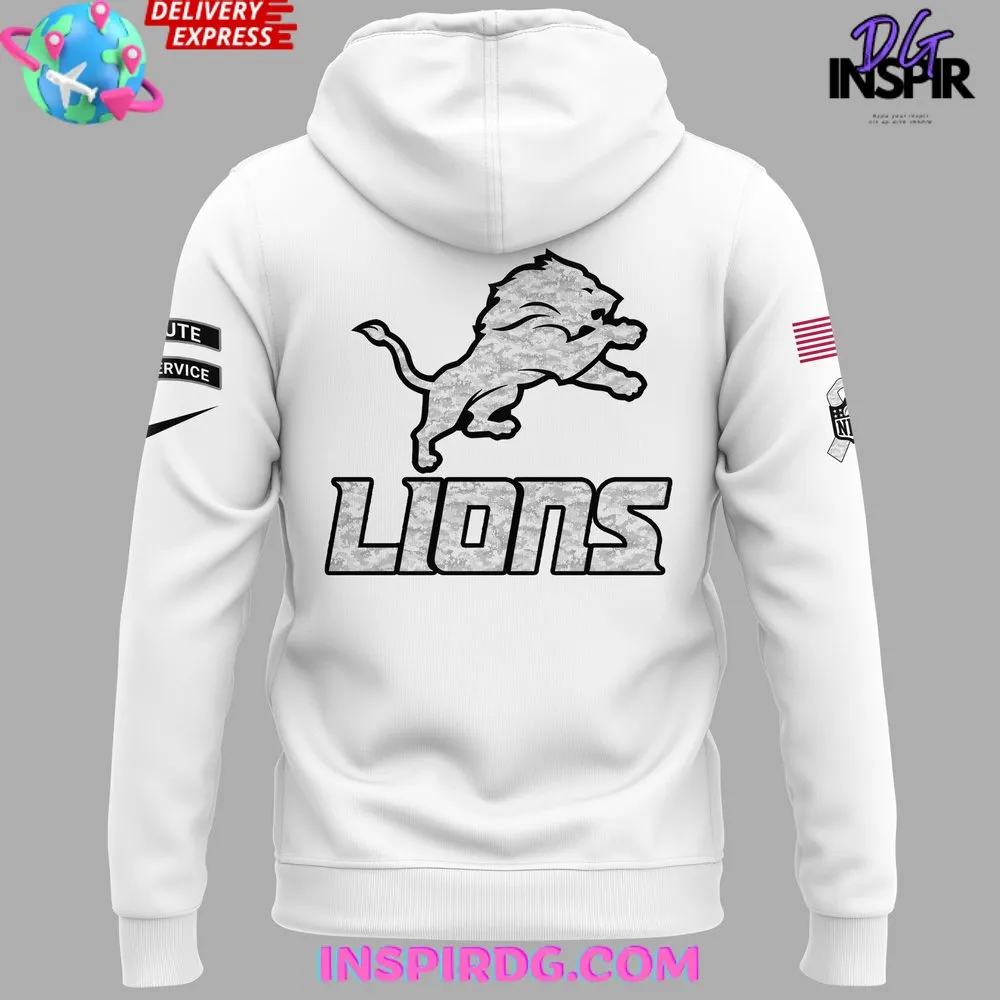 -Detroit Lions Salute to Service 2024 White Hoodie