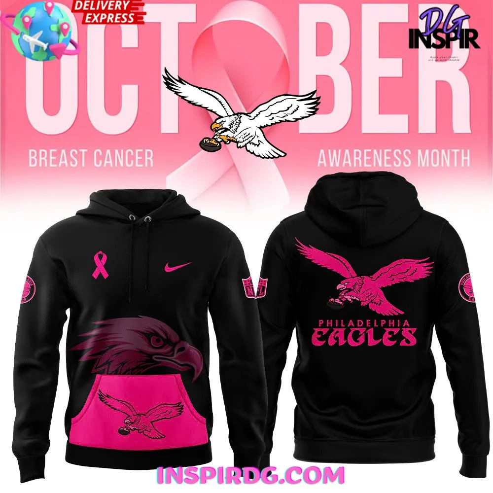 -Philadelphia Eagles 2024 NFL Crucial Catch Breast Cancer Hoodie