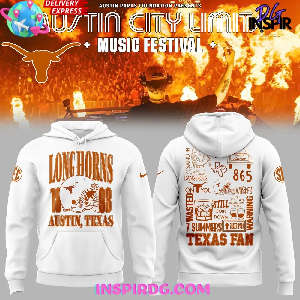 -Texas Longhorns x Austin City Limits Music 2024 White Hoodie