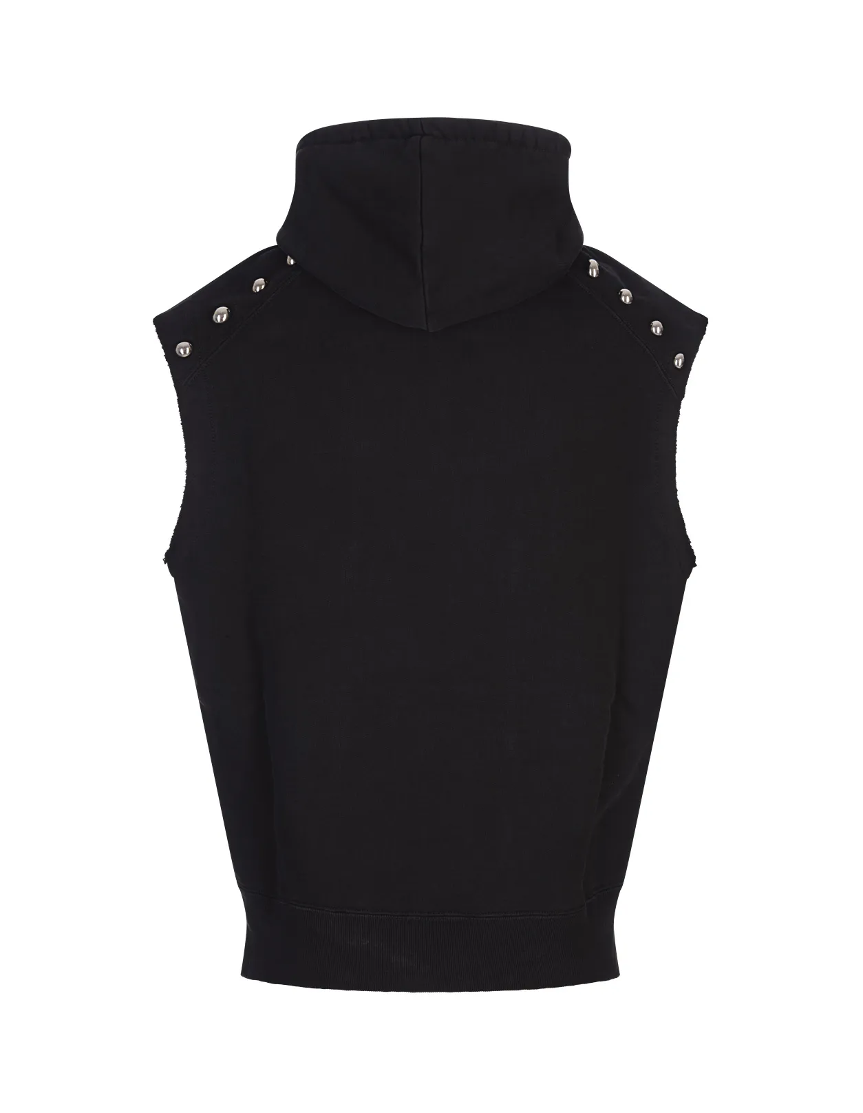 ALEXANDER MCQUEEN Black Sleeveless Hoodie With Inverted Skull