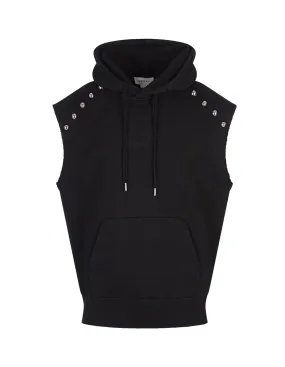 ALEXANDER MCQUEEN Black Sleeveless Hoodie With Inverted Skull