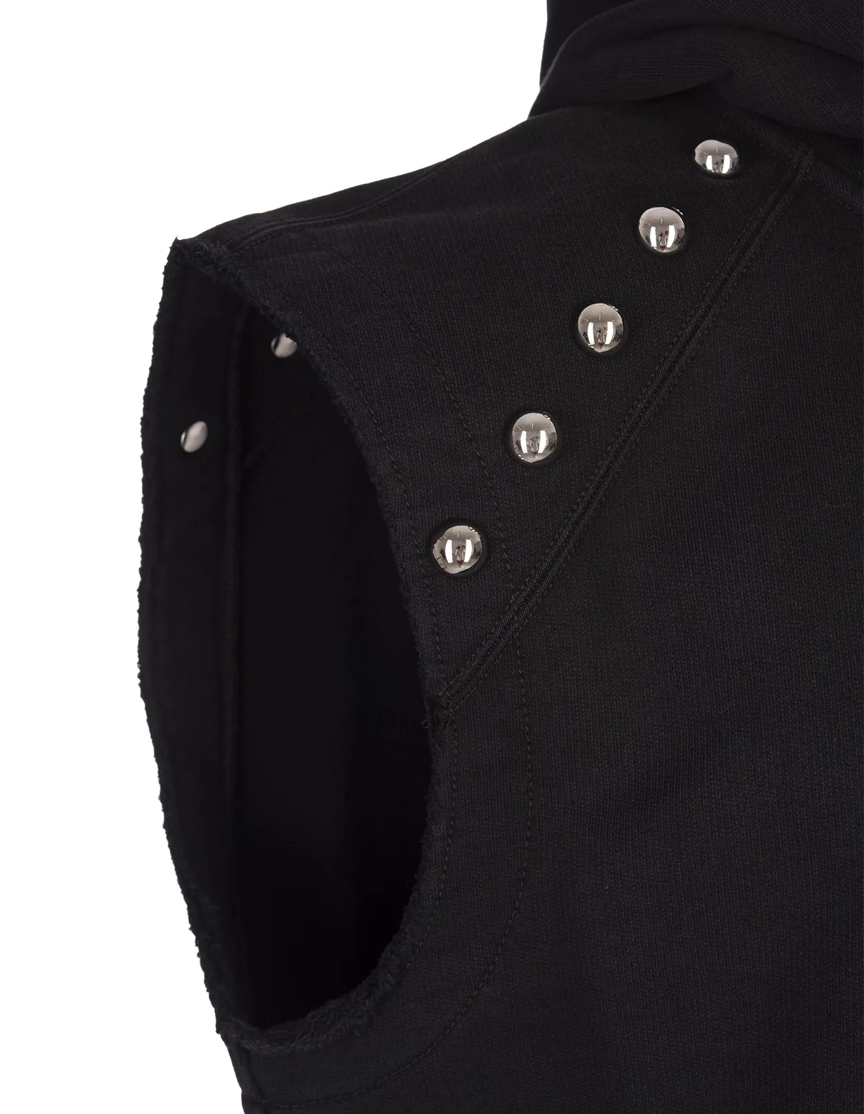 ALEXANDER MCQUEEN Black Sleeveless Hoodie With Inverted Skull