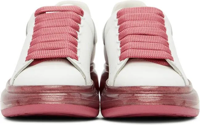 Alexander McQueen White & Pink Glitter Oversized Sneakers