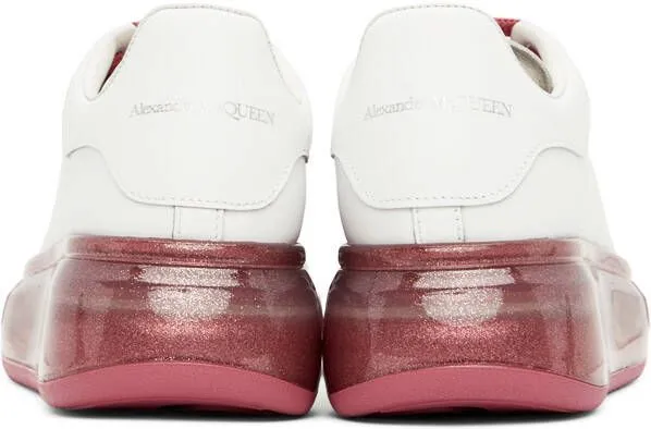 Alexander McQueen White & Pink Glitter Oversized Sneakers