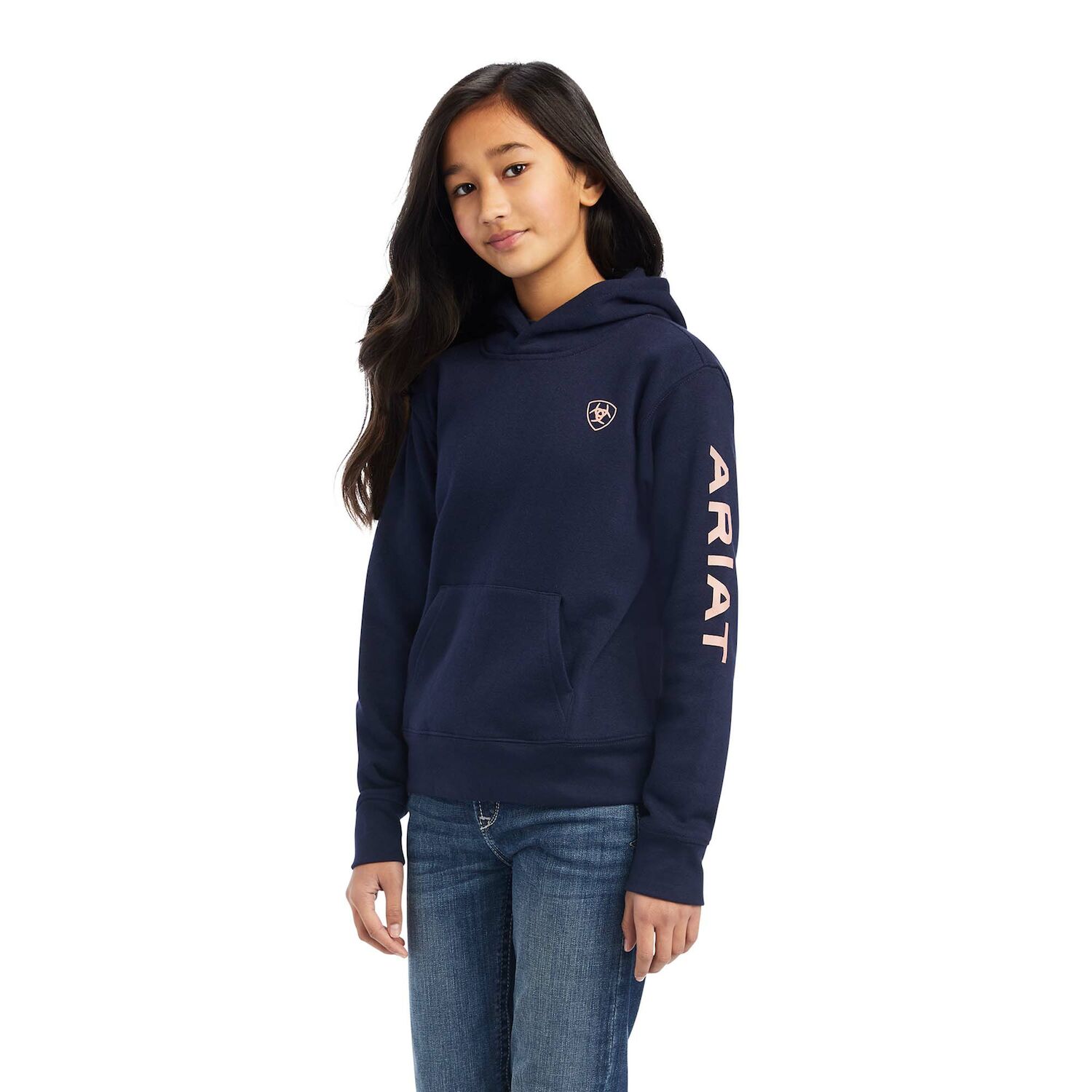 Ariat Girls REAL Arm Logo Hoodie in Navy Eclipse