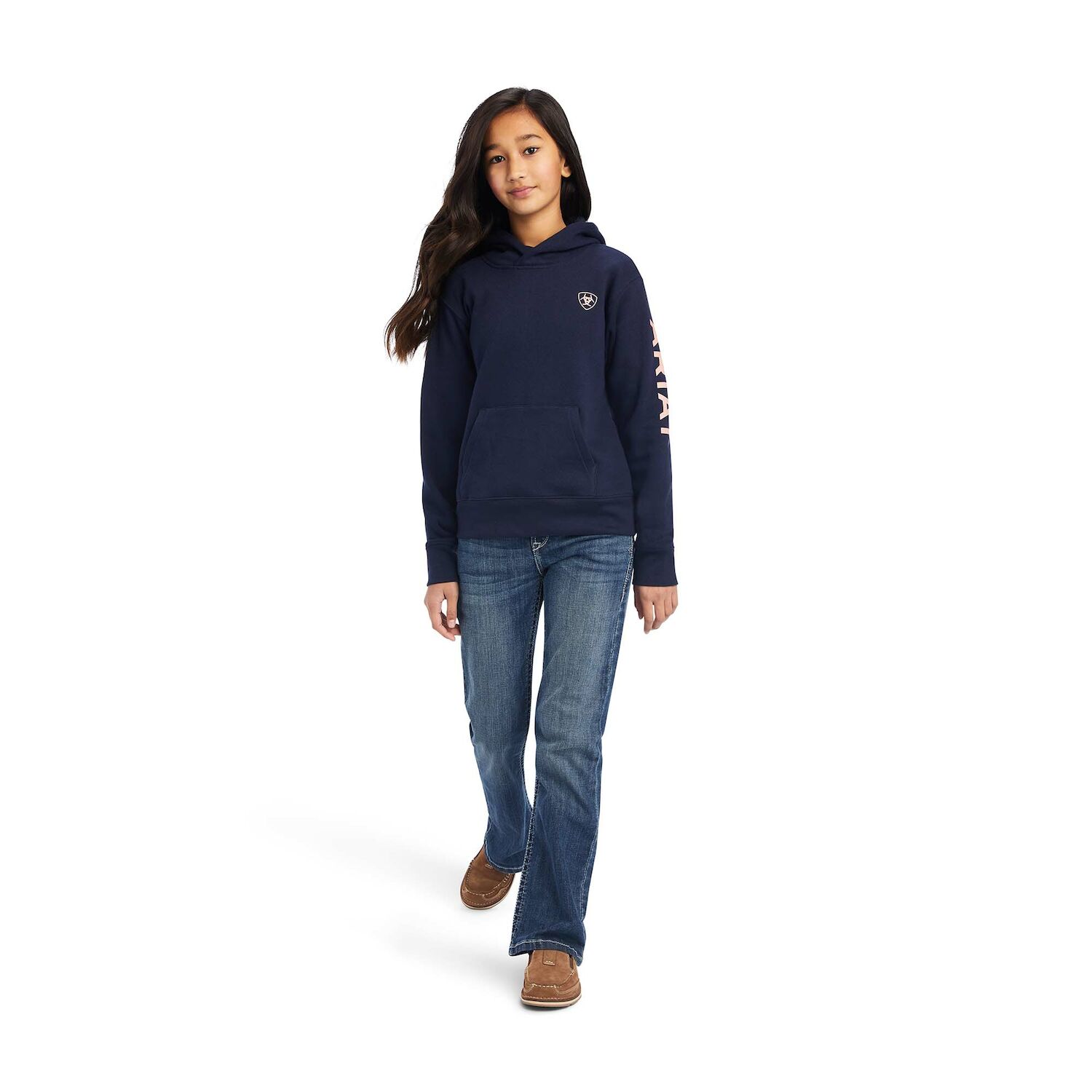 Ariat Girls REAL Arm Logo Hoodie in Navy Eclipse