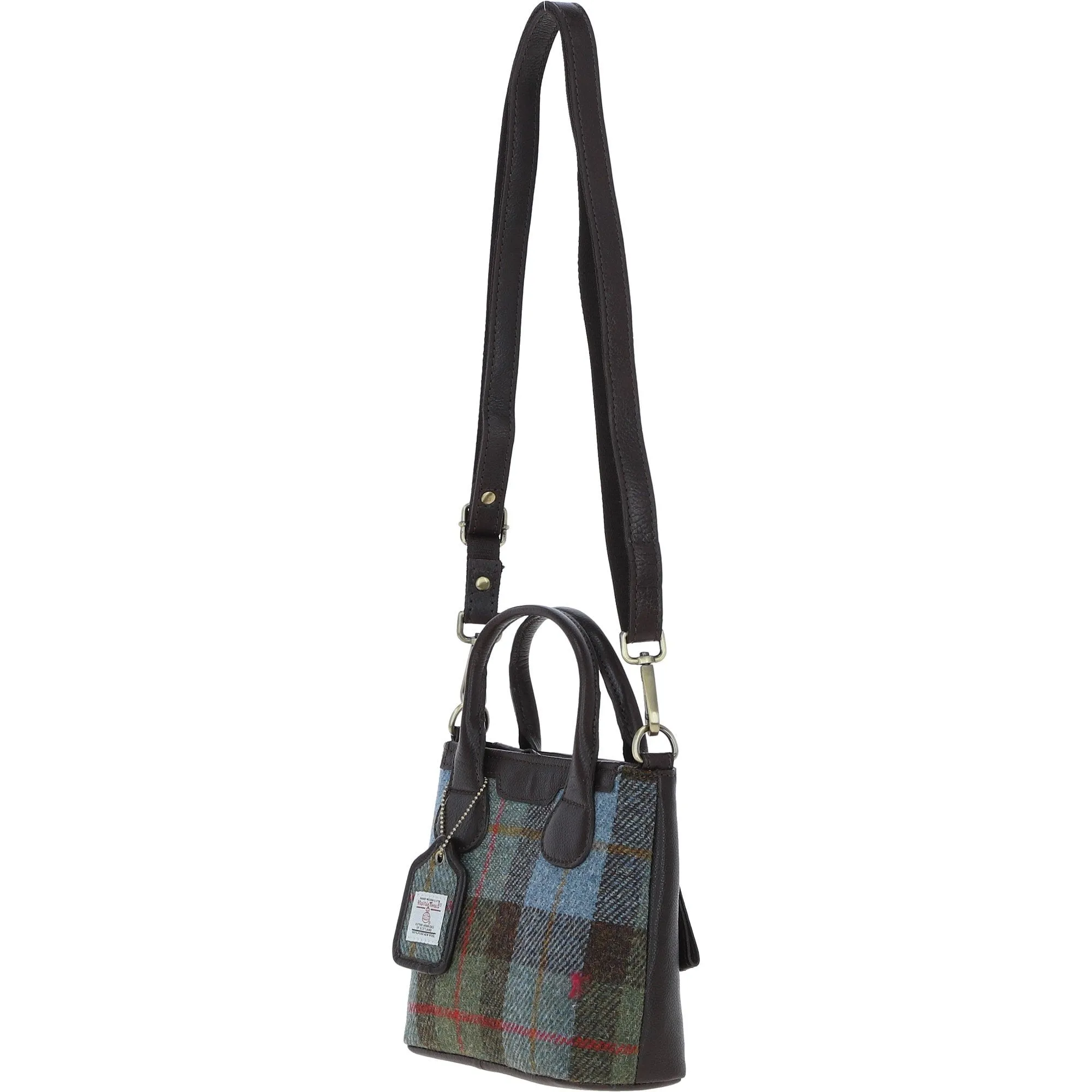 Ashwood Leather x Harris Tweed Handbag with Removable Crossbody Strap Brown/Mcload: TW-21-01-BM