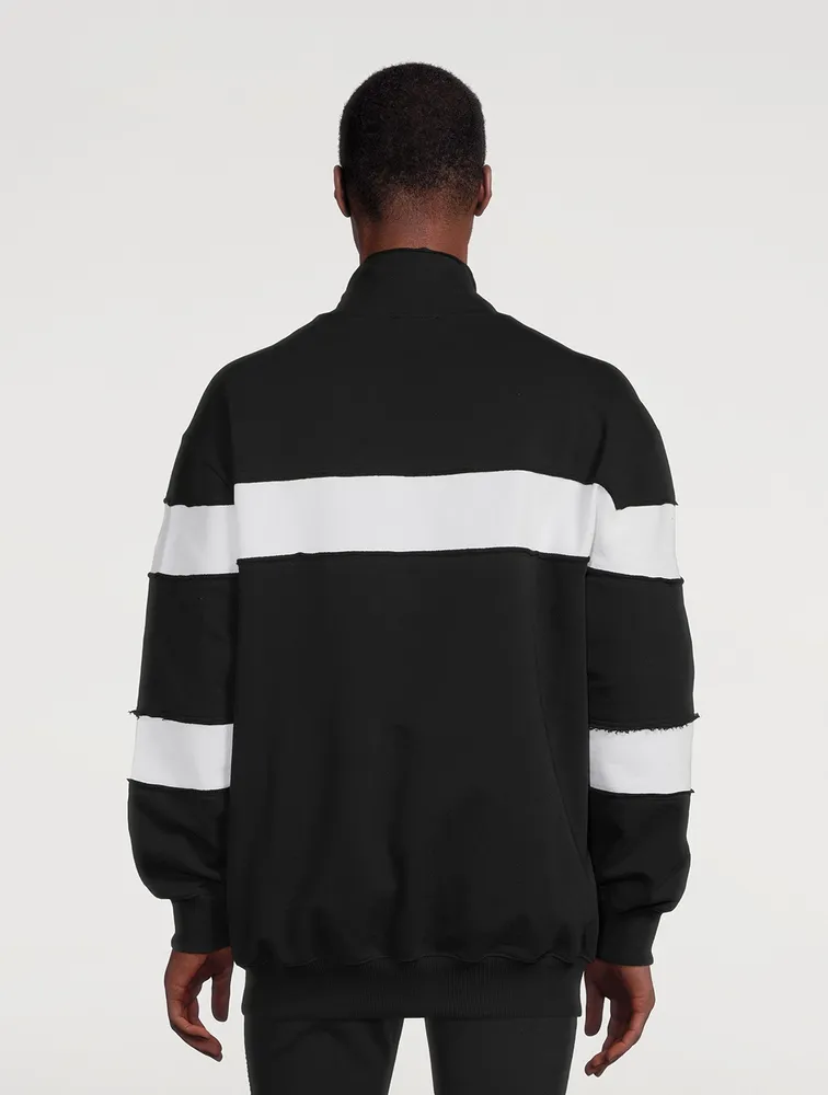 BALMAIN Quarter-Zip Pullover Sweatshirt With Badge