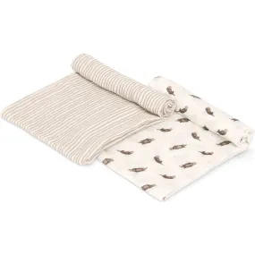 Bamboo Little Swaddle Blanket Set, Otter & Taupe Wave