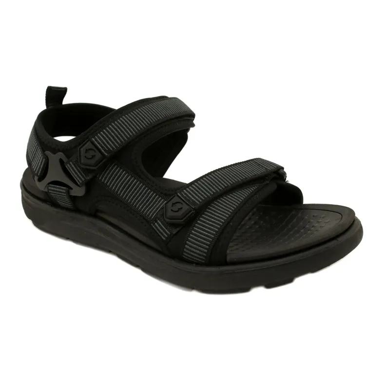 Black men's sports sandals with Velcro News 23MN11-5623