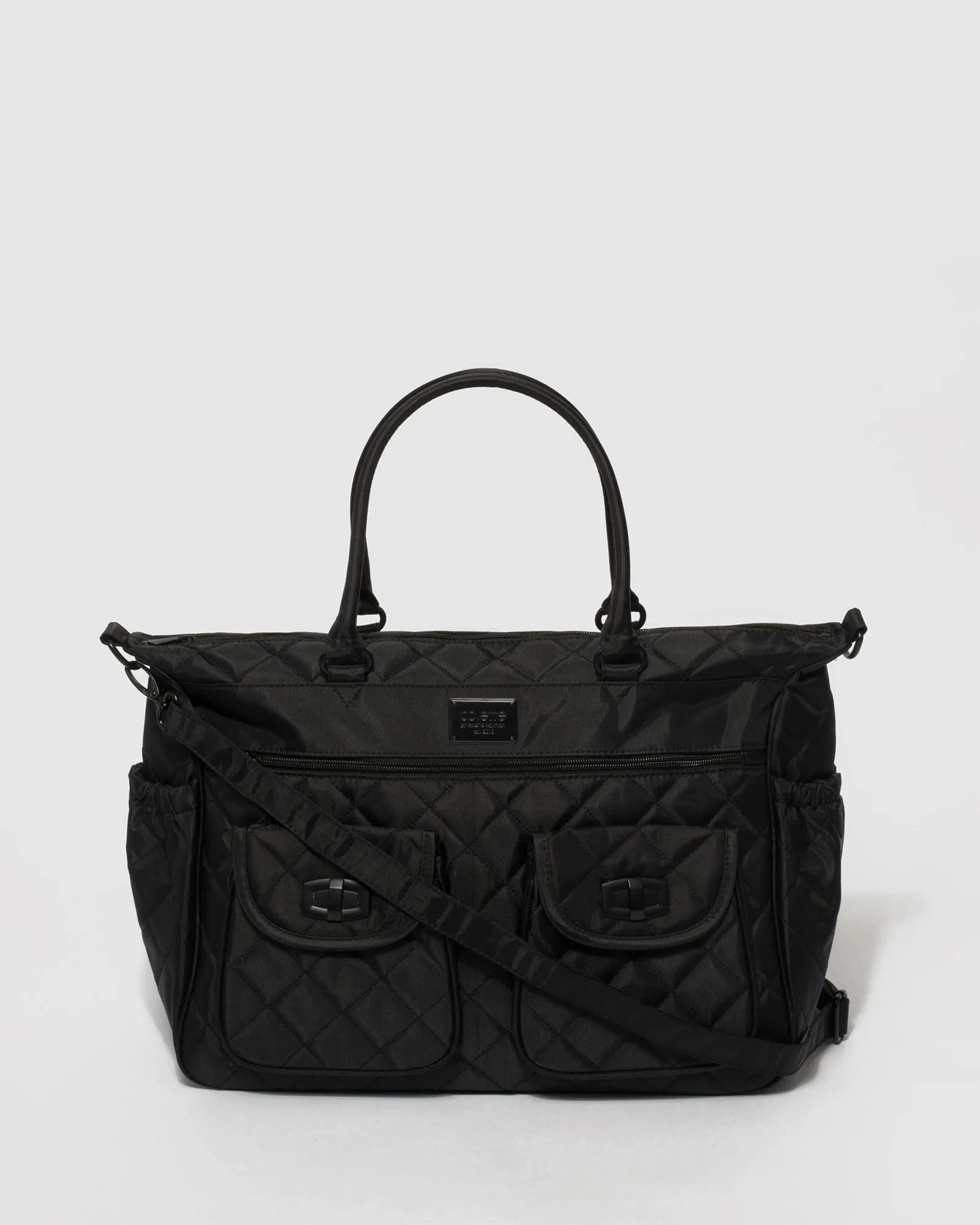 Black Quilted Baby Travel Bag