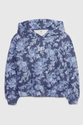 Blue LoveShackFancy Kids Floral Logo Hoodie