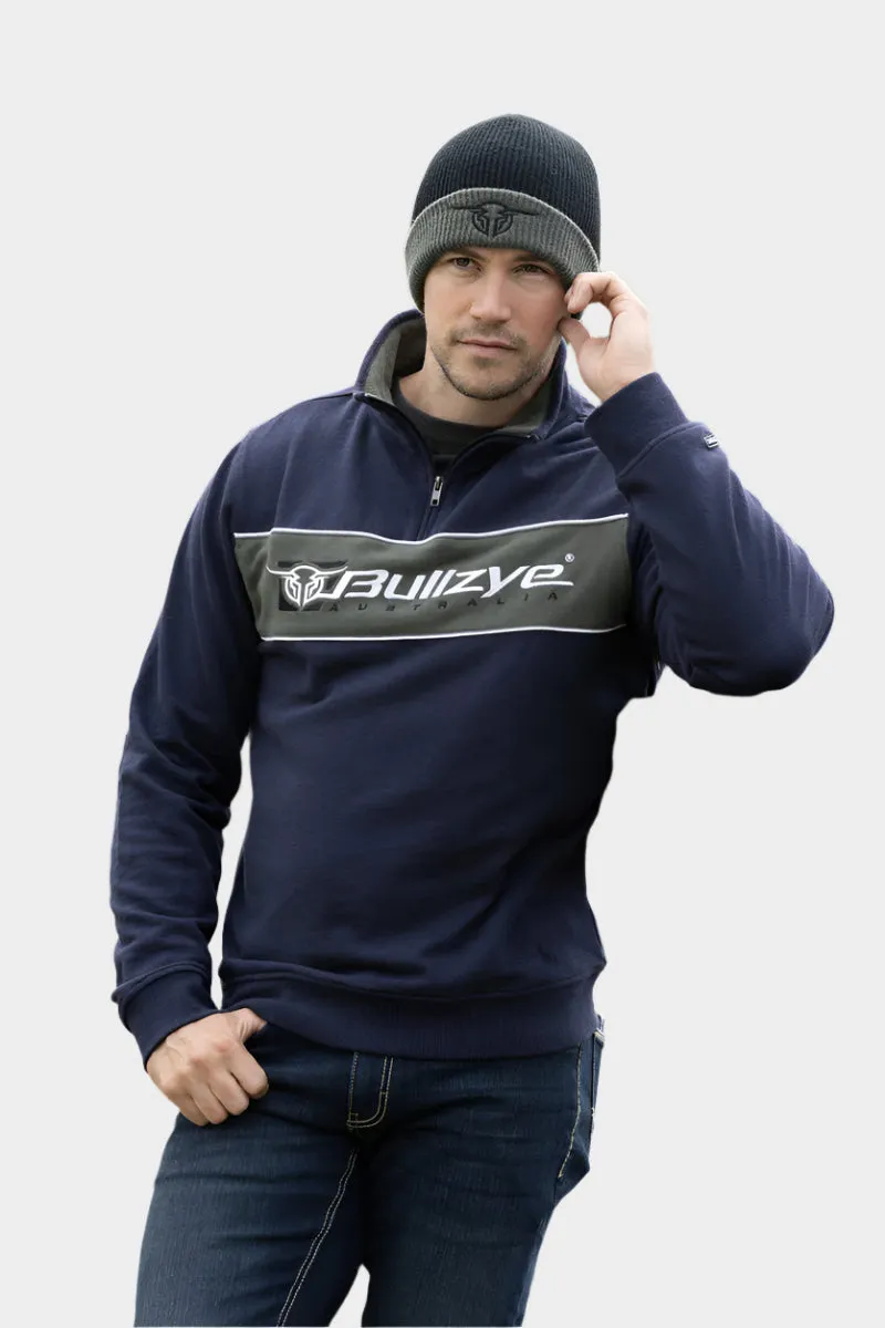 BULLZYE MEN'S BZ LOGO 1/4 ZIP PULLOVER - NAVY/GREEN