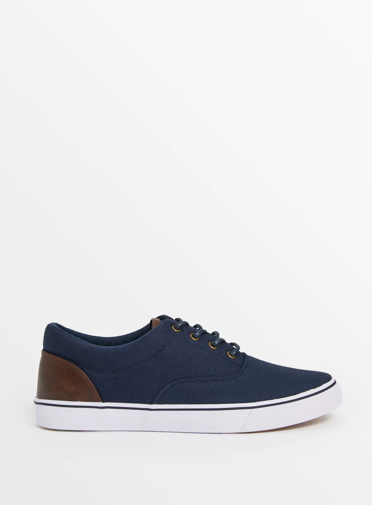 Buy Navy Lace Up Canvas Trainers 12 | Trainers | Tu