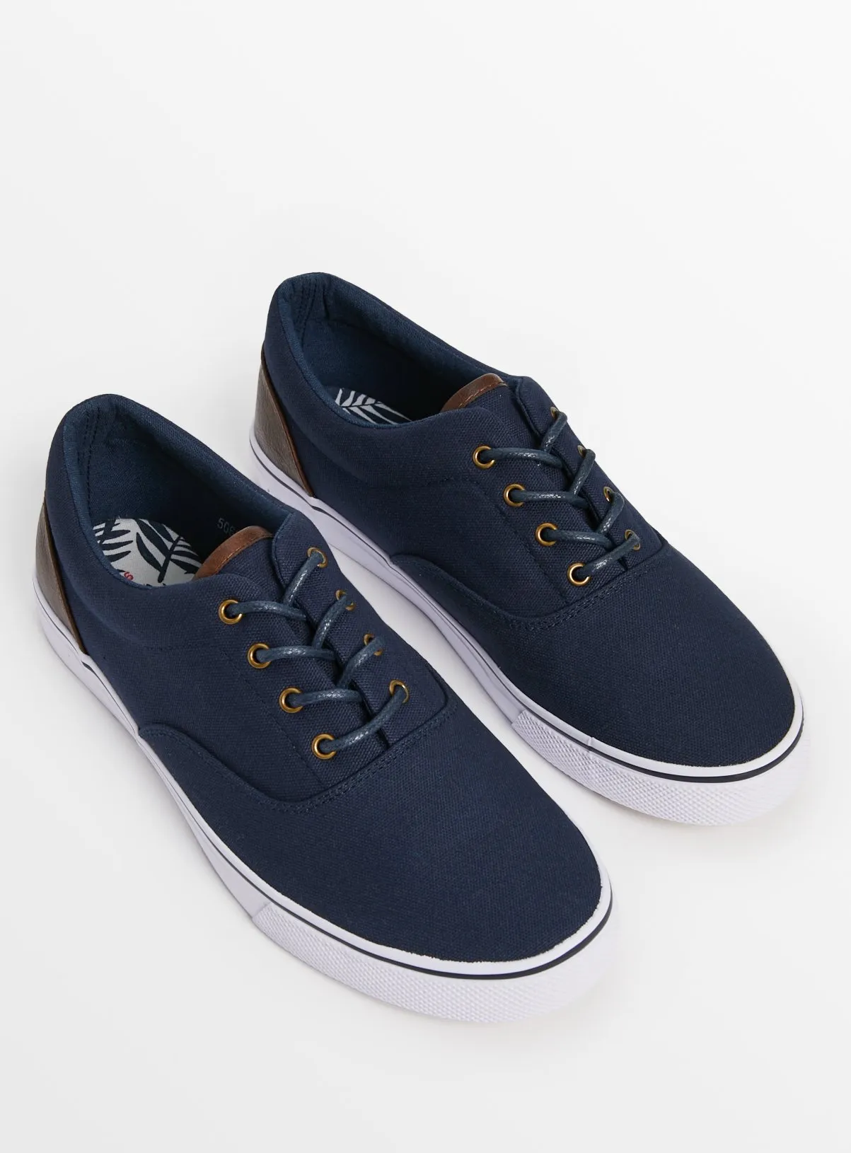 Buy Navy Lace Up Canvas Trainers 12 | Trainers | Tu