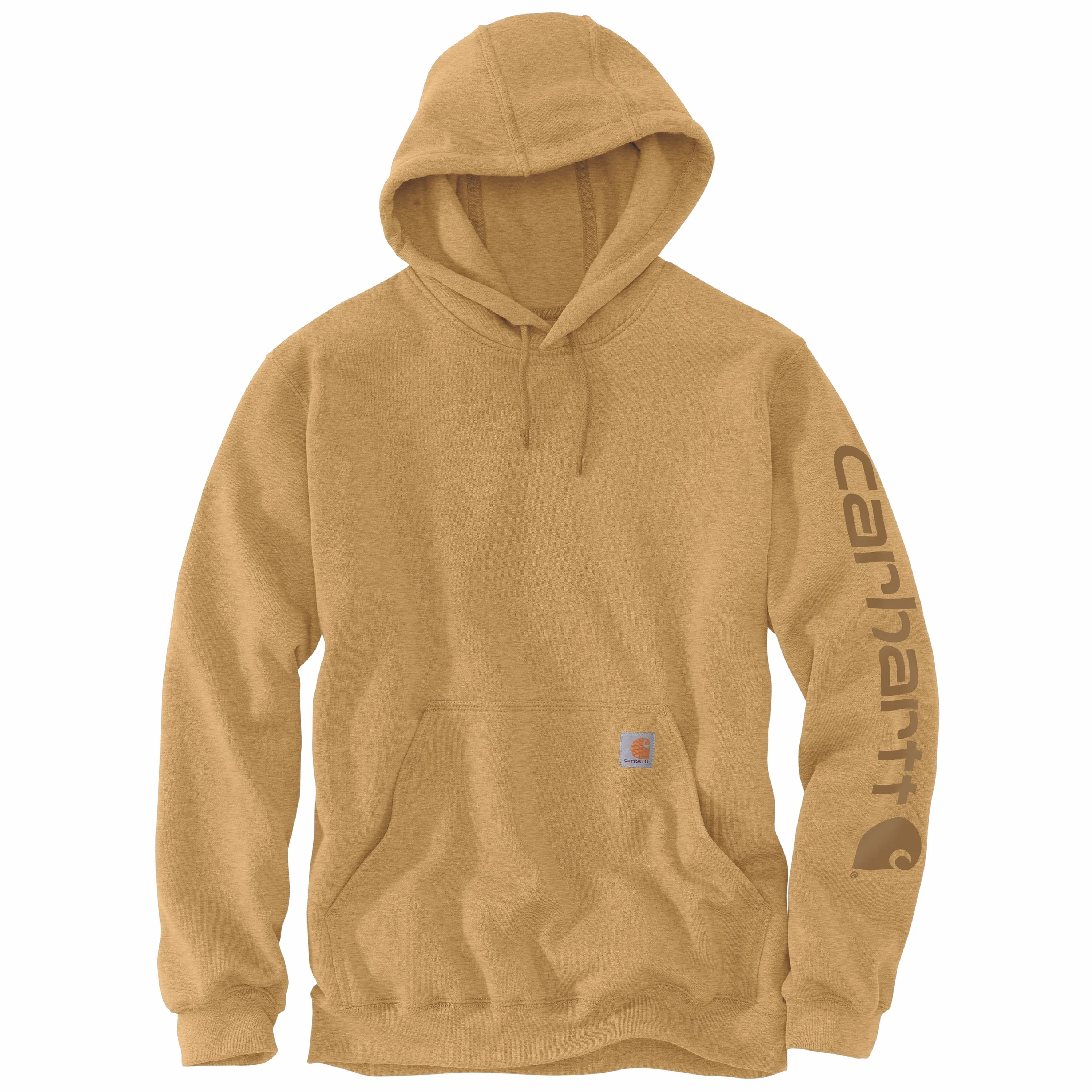 Carhartt Men's Signature Logo Hooded Pullover Sweatshirt_Yellowstone Heather