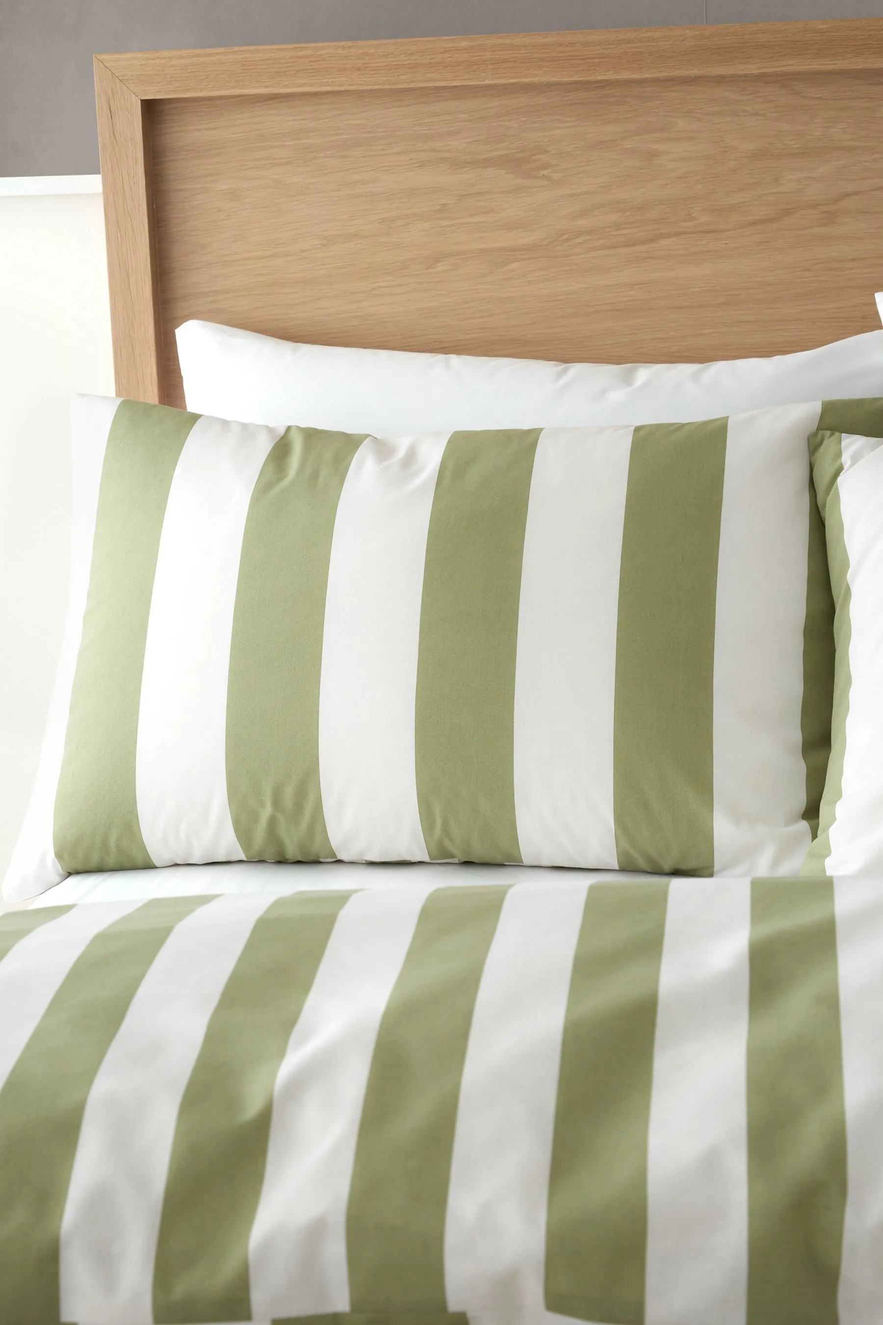 Catherine Lansfield Green Cove Stripe Reversible Duvet Cover Set