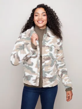 Charlie B Short Printed Sherpa Jacket