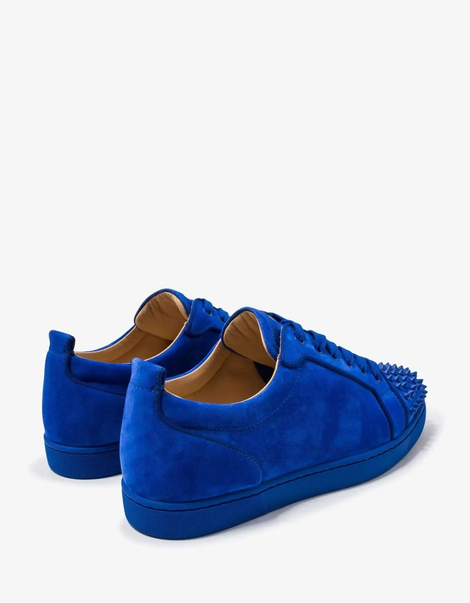 Christian Louboutin Louis Junior Spikes Orlato Blue Suede Trainers