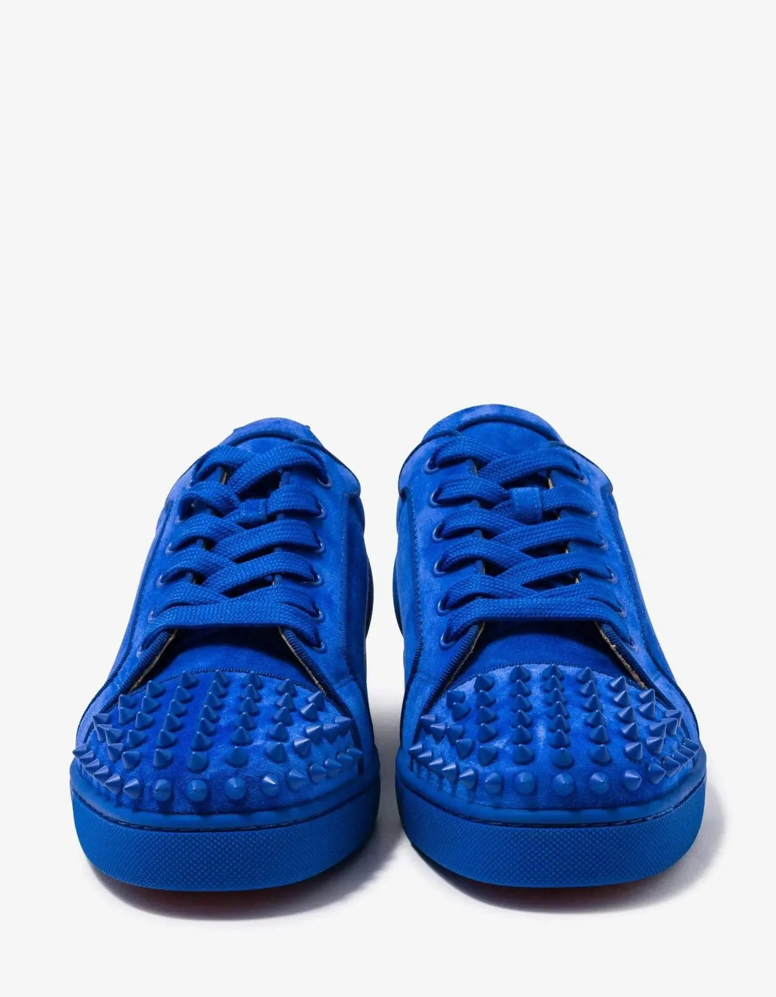 Christian Louboutin Louis Junior Spikes Orlato Blue Suede Trainers