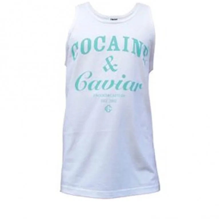 Cocaine Tank Top - White/Tiffany Blue