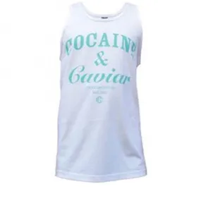 Cocaine Tank Top - White/Tiffany Blue