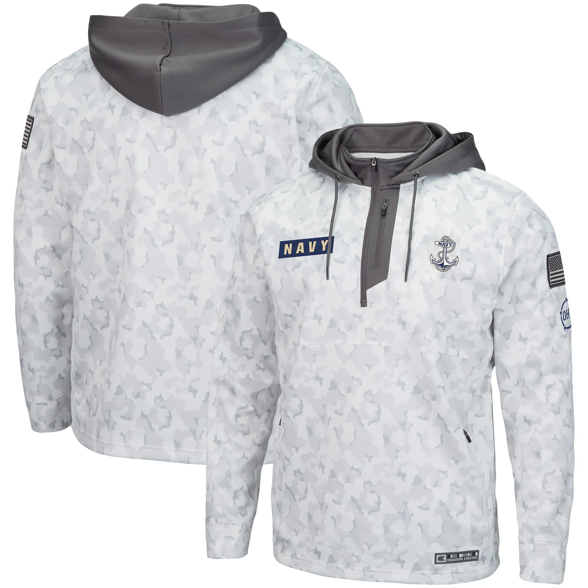 Colosseum Navy Midshipmen Arctic Camo OHT Military Appreciation Quarter-Zip Hoodie