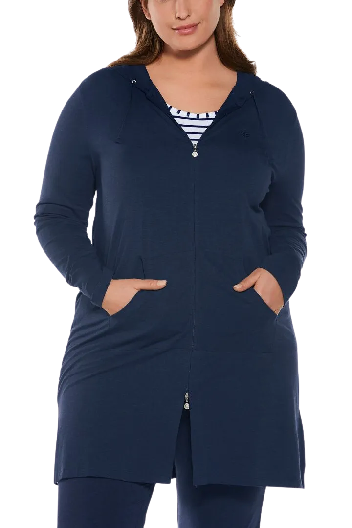 Coolibar Cabana Hoodie Coverup UPF 50+ - Navy