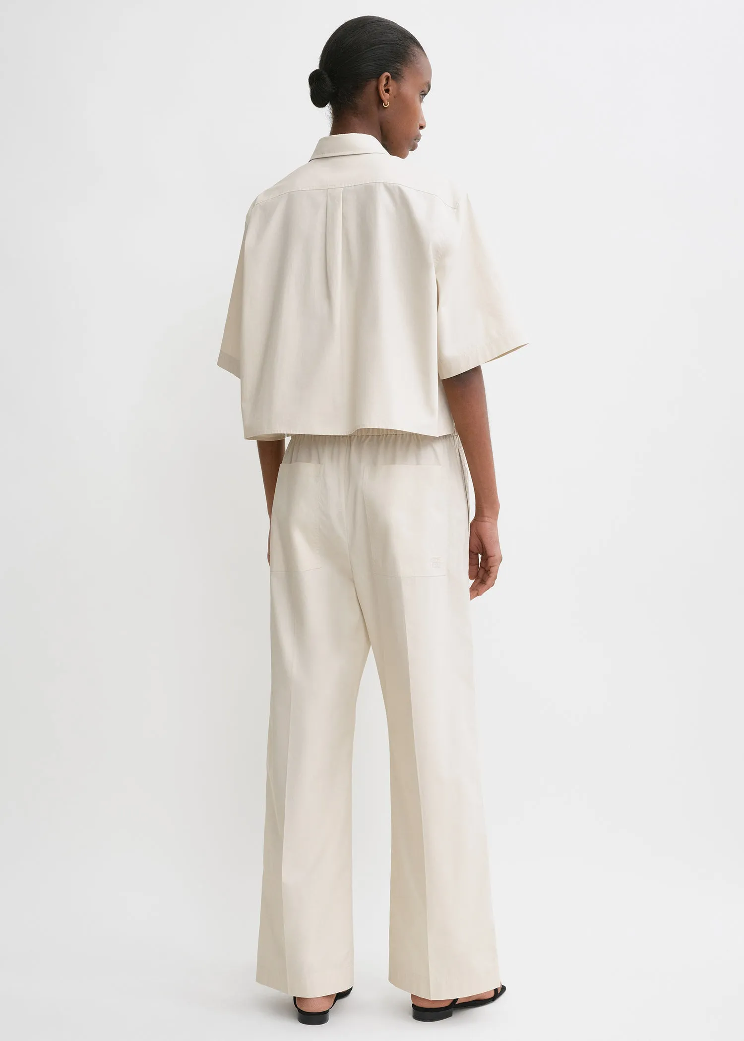 Cotton drawstring trousers stone