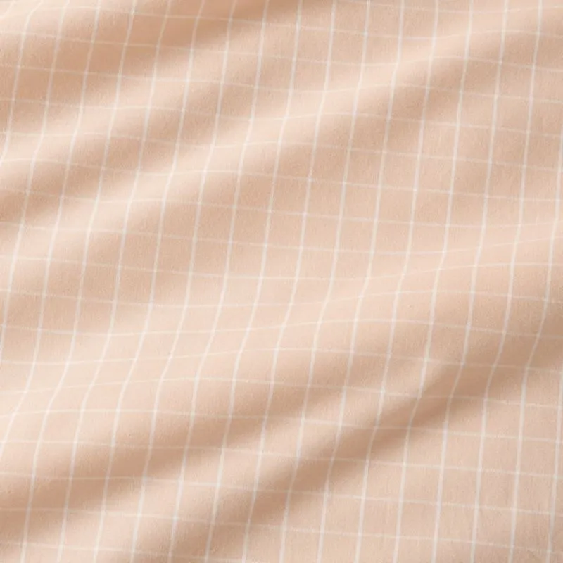 Crate&Barrel Stax Mini Grid Elegant Pink Yarn-Dyed Organic Cotton Kids Twin Duvet Cover