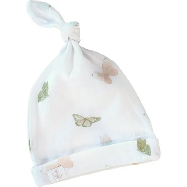 Dear Perli Bamboo Muslin Swaddle Blanket & Topknot Set, Butterflies