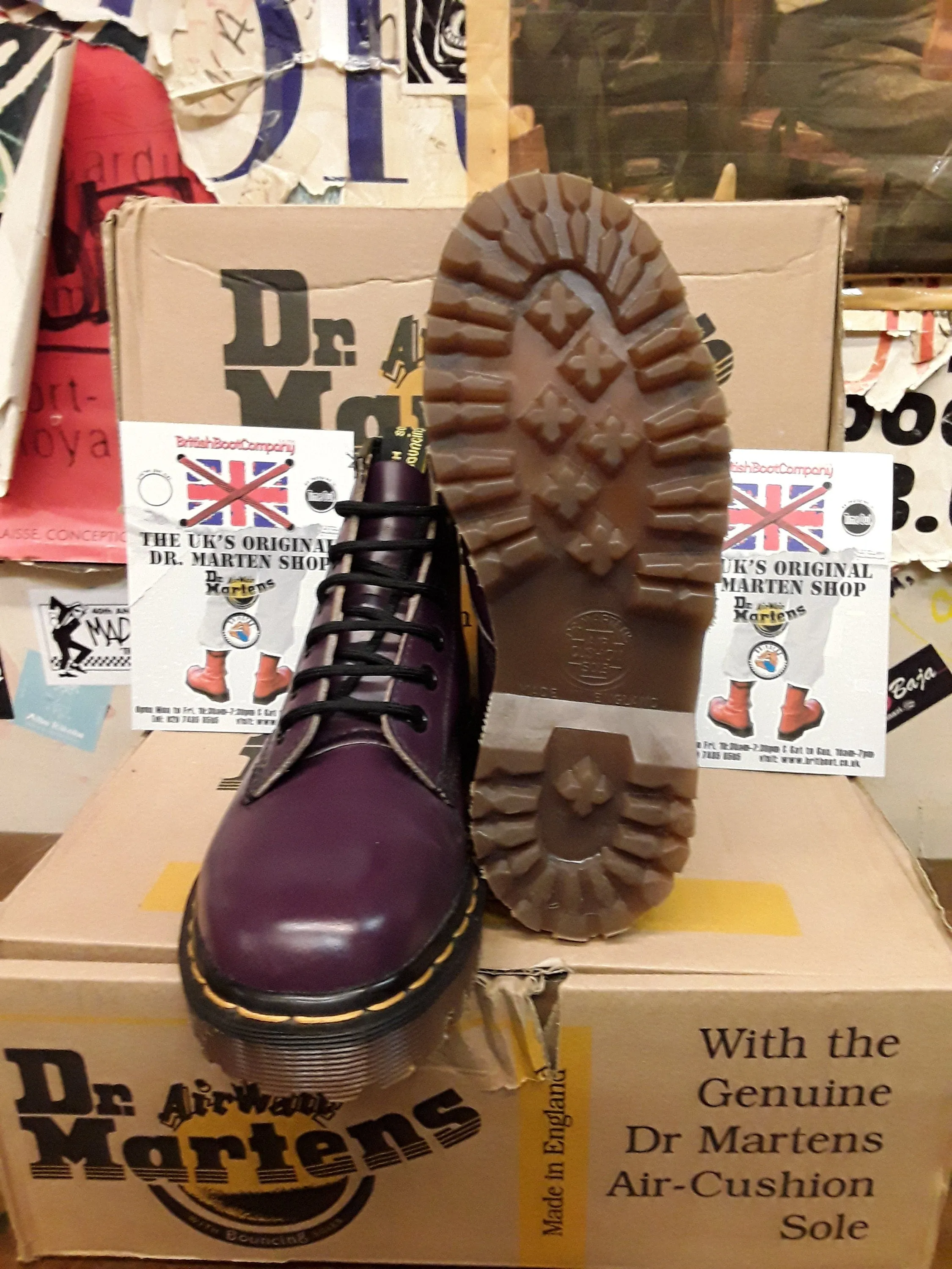 Dr Martens 101z Ben Made in England Purple 6 Hole Size 2.5