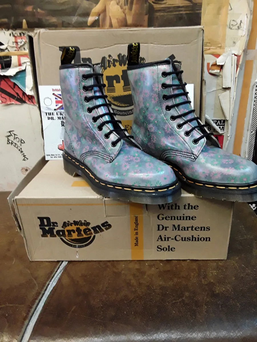 Dr Martens 1460 Grey Mistle Flower Made in England Size 4