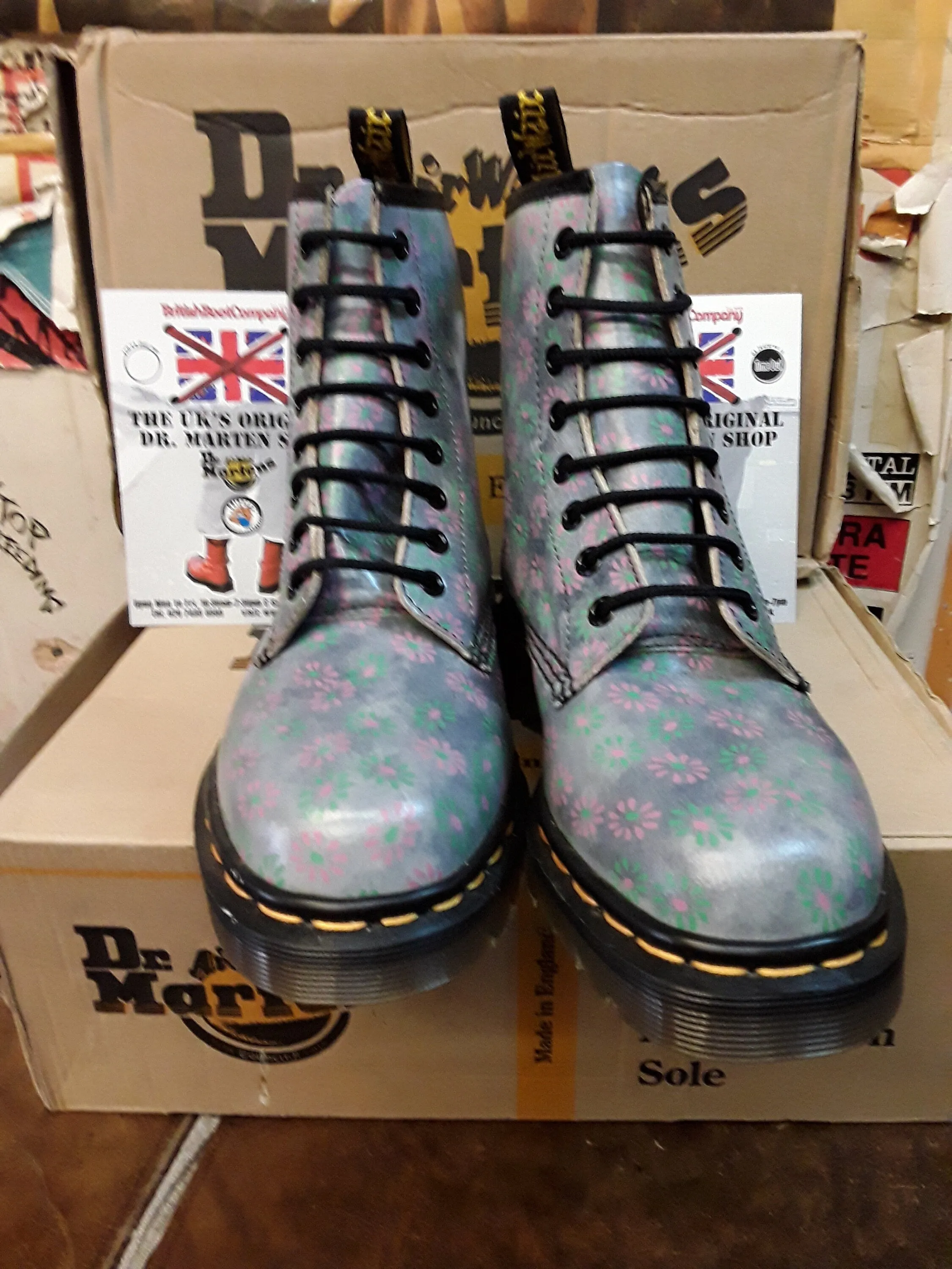 Dr Martens 1460 Grey Mistle Flower Made in England Size 4