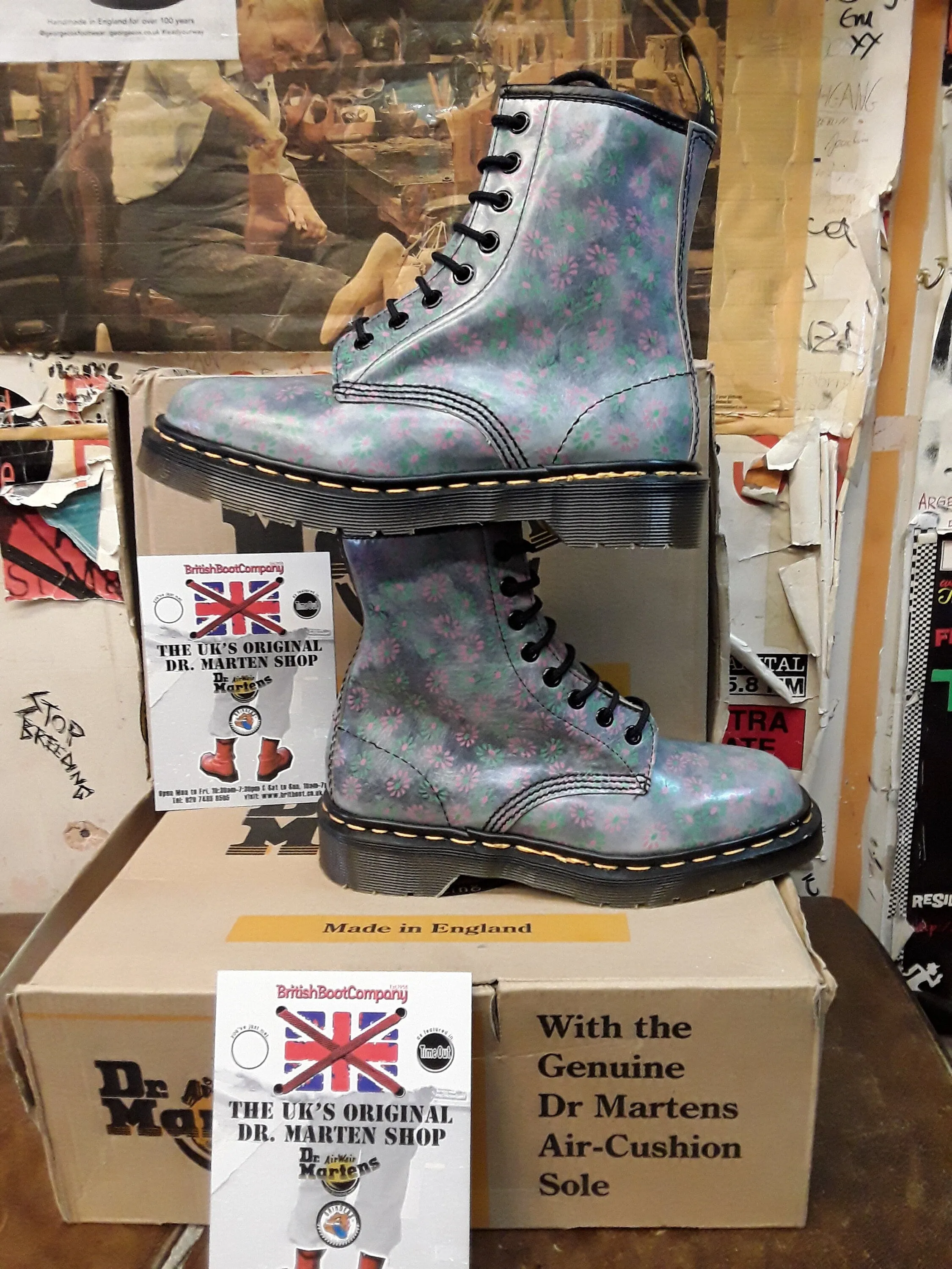 Dr Martens 1460 Grey Mistle Flower Made in England Size 4