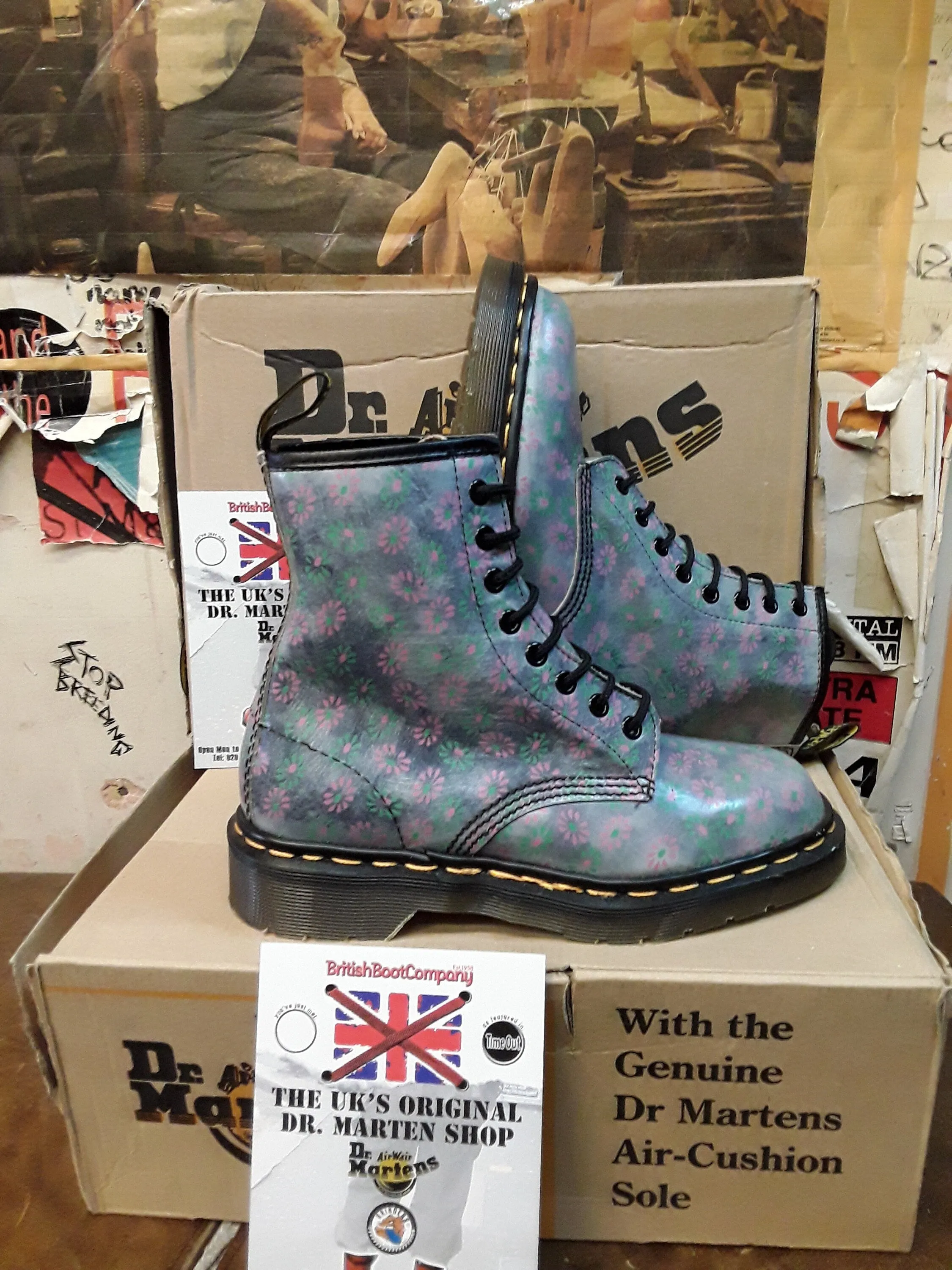 Dr Martens 1460 Grey Mistle Flower Made in England Size 4