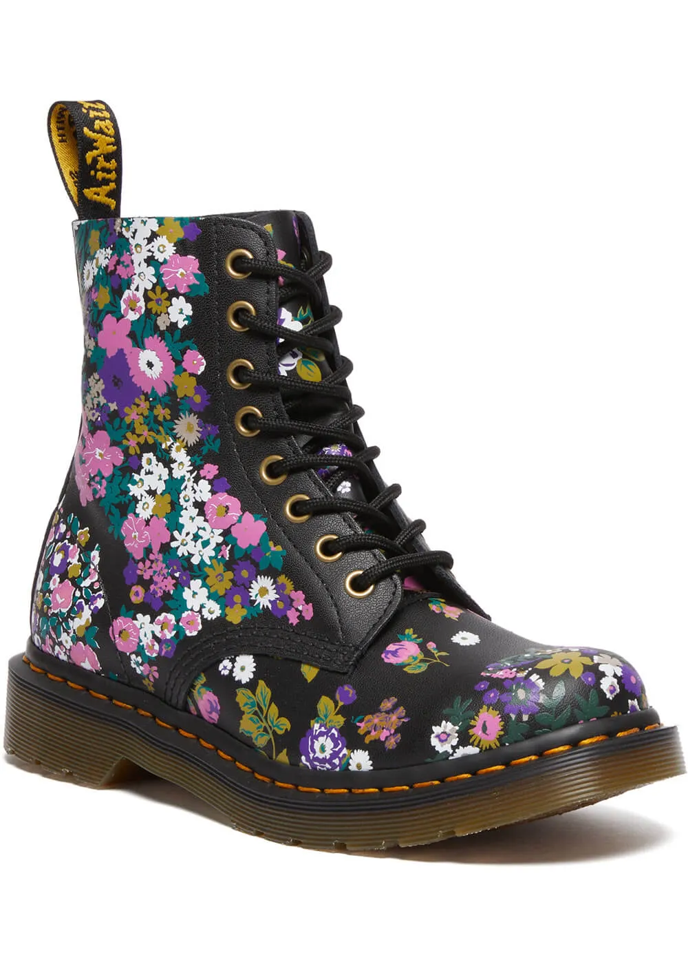 Dr. Martens 1460 Pascal Vintage Floral Leather Boots Black Multi