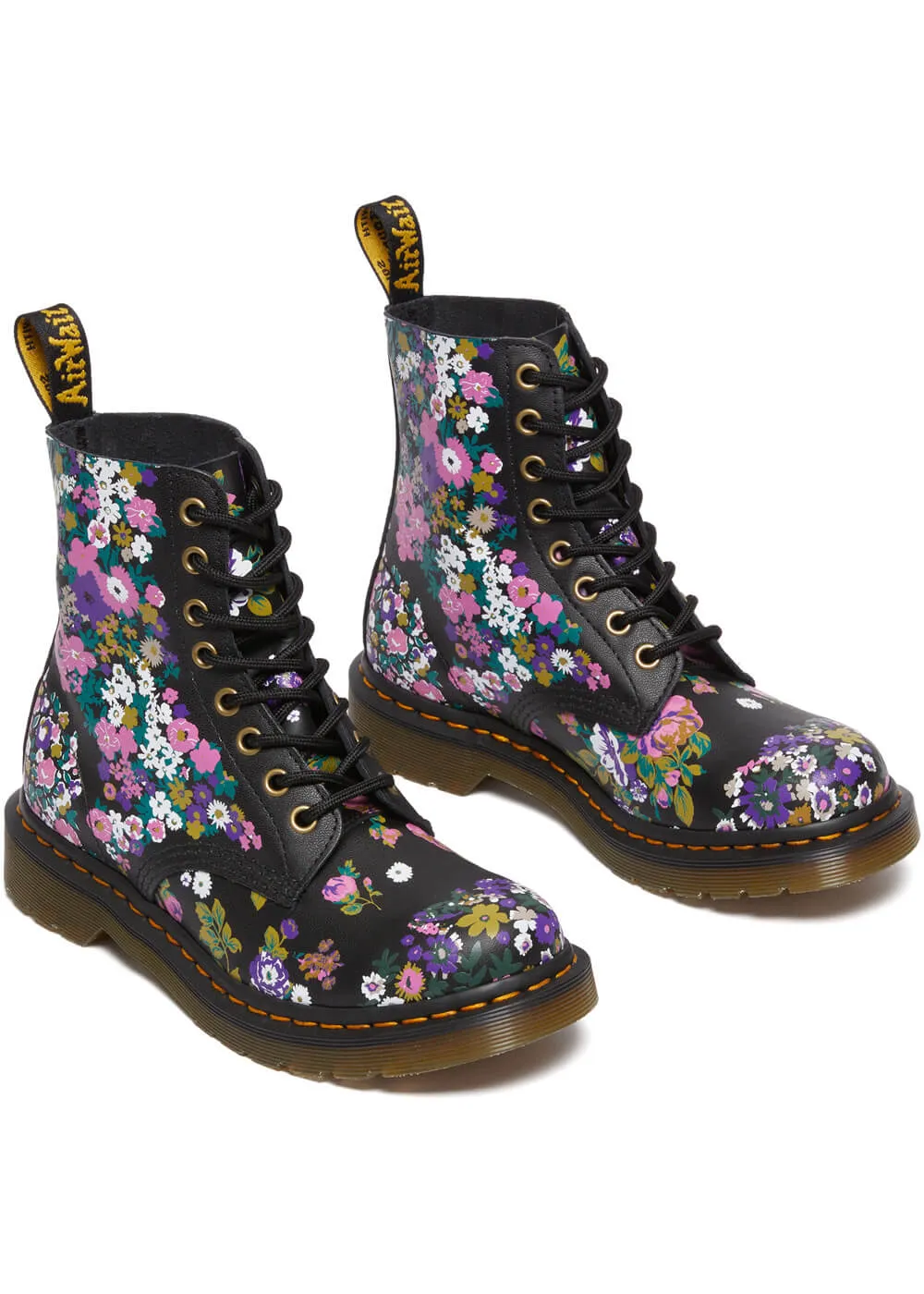 Dr. Martens 1460 Pascal Vintage Floral Leather Boots Black Multi