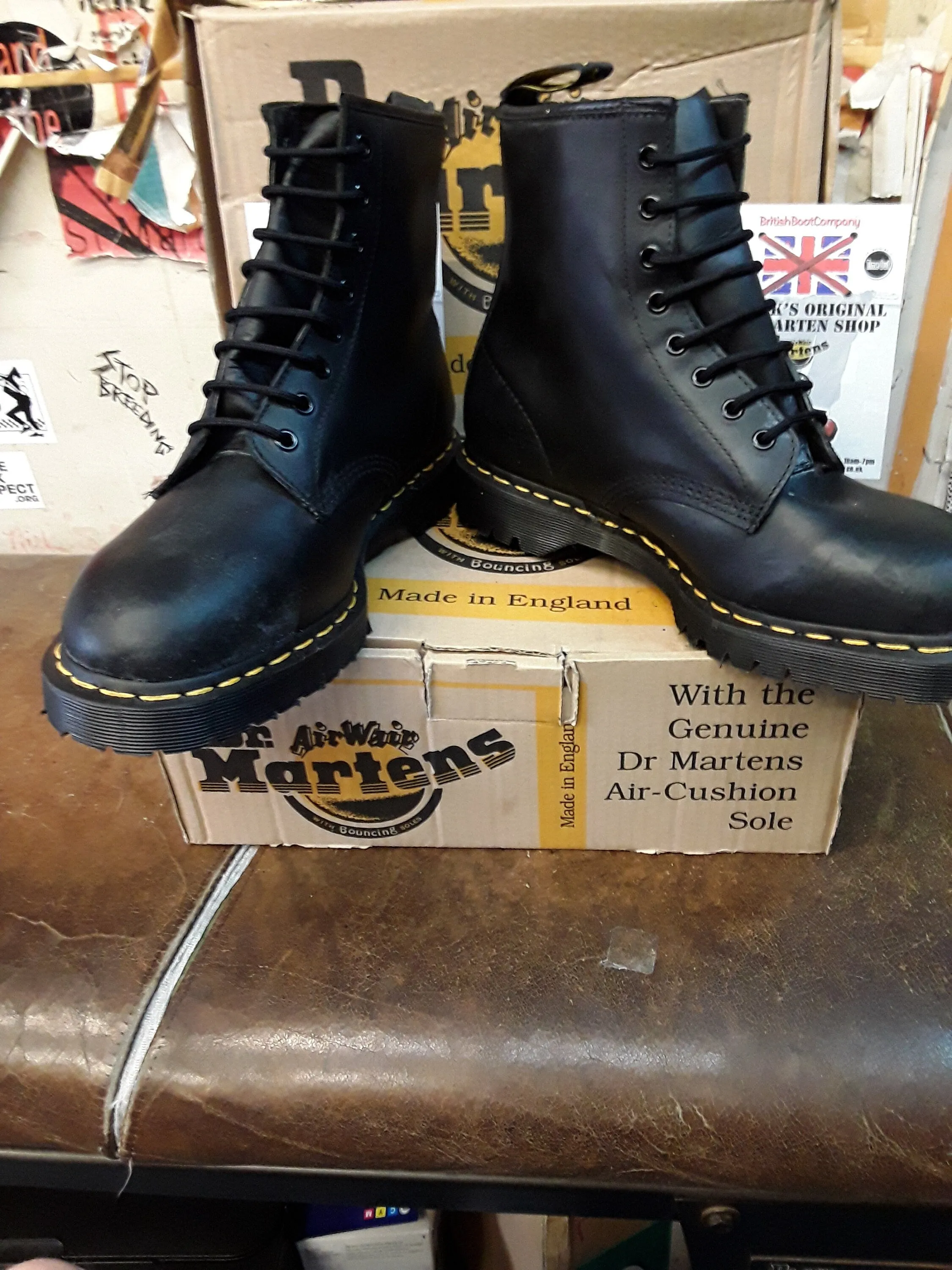 Dr Martens 1460z Ben Black Greasy Black Sole Made in England Size 10