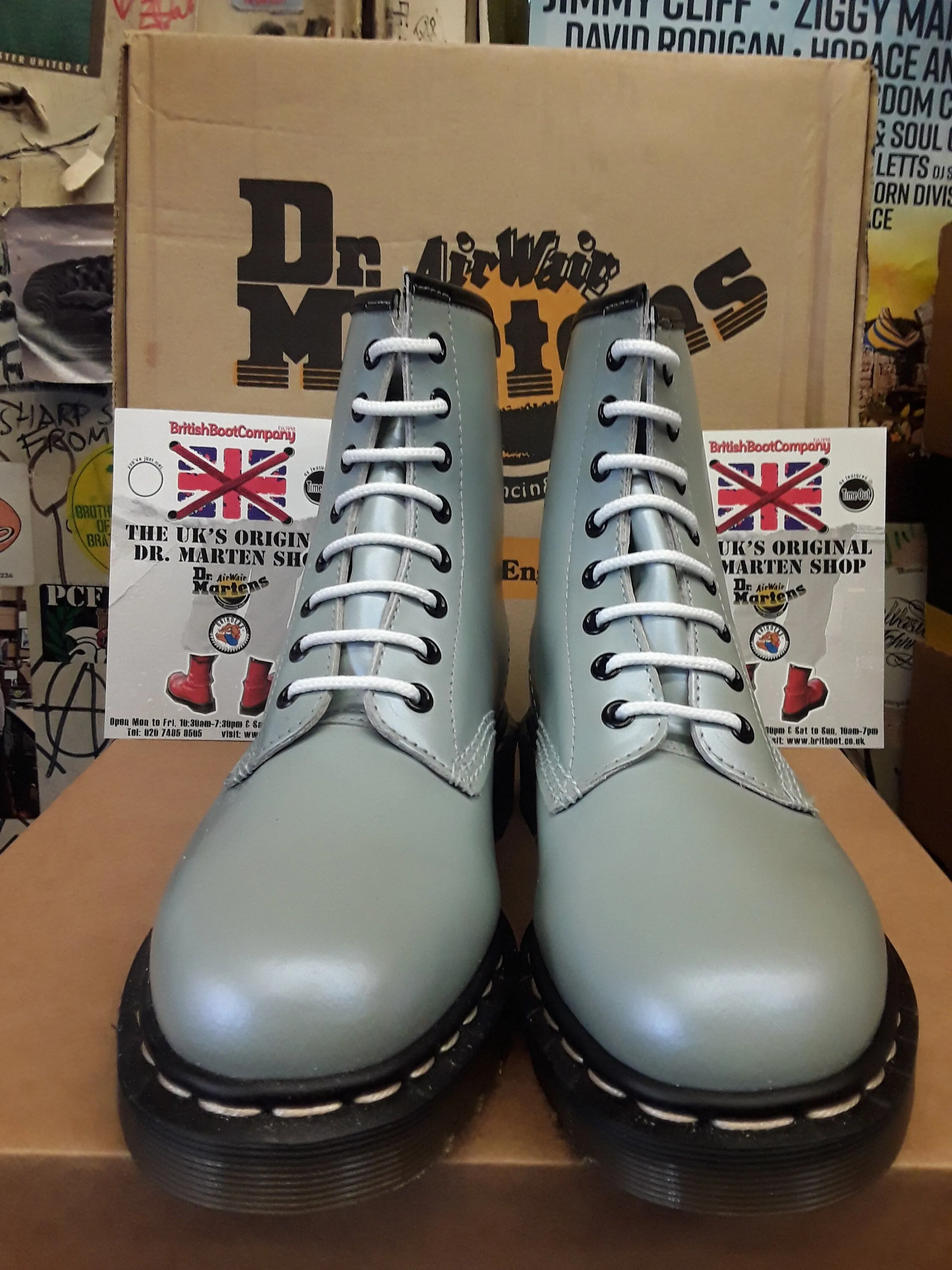 DR MARTENS 1460Z  Pearl Blue Gun Metal , Made in England,  Size 6