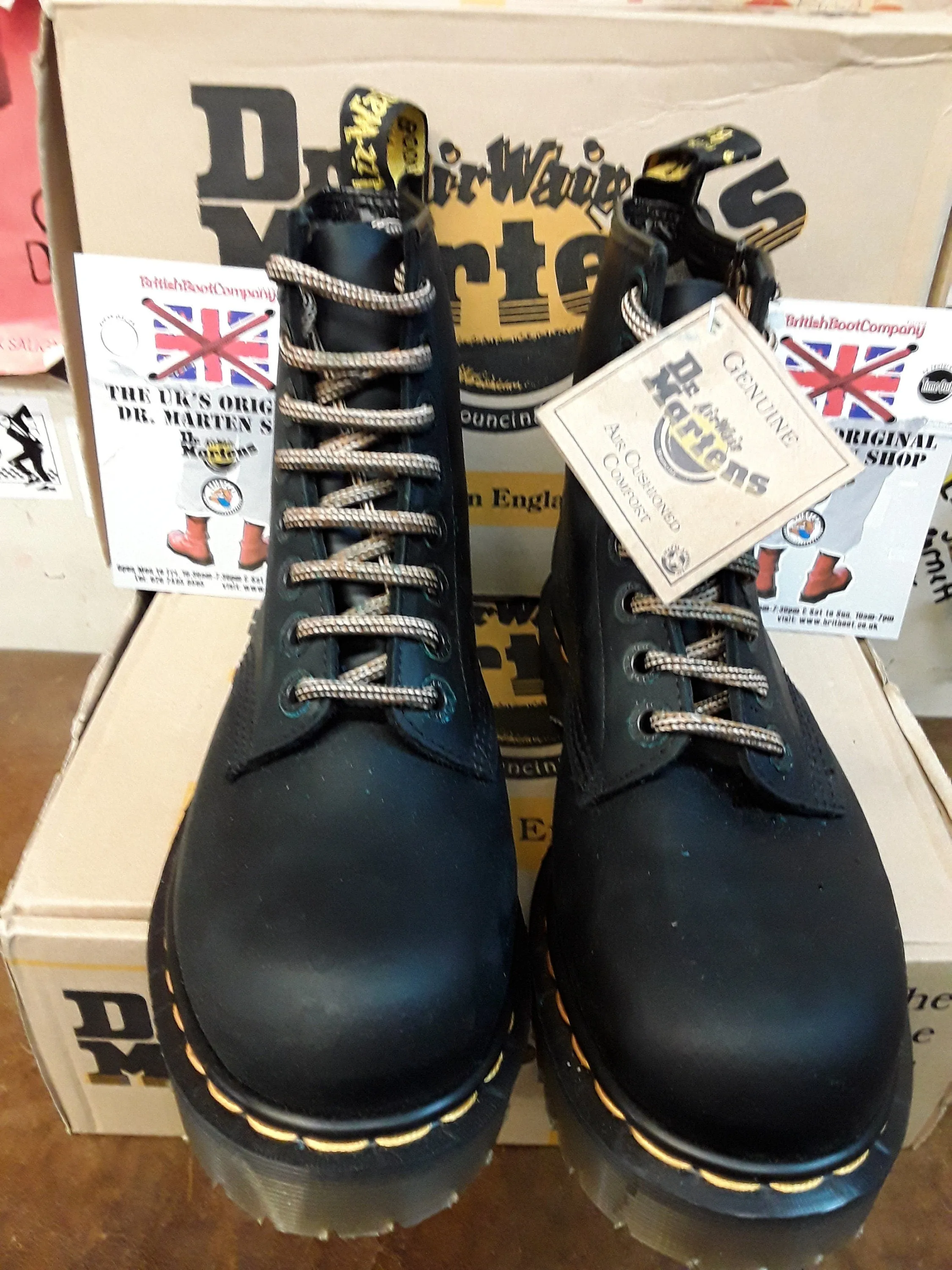 Dr Martens 8338z Bex Black Waxy 8 Hole Made in England Size 4 and 6