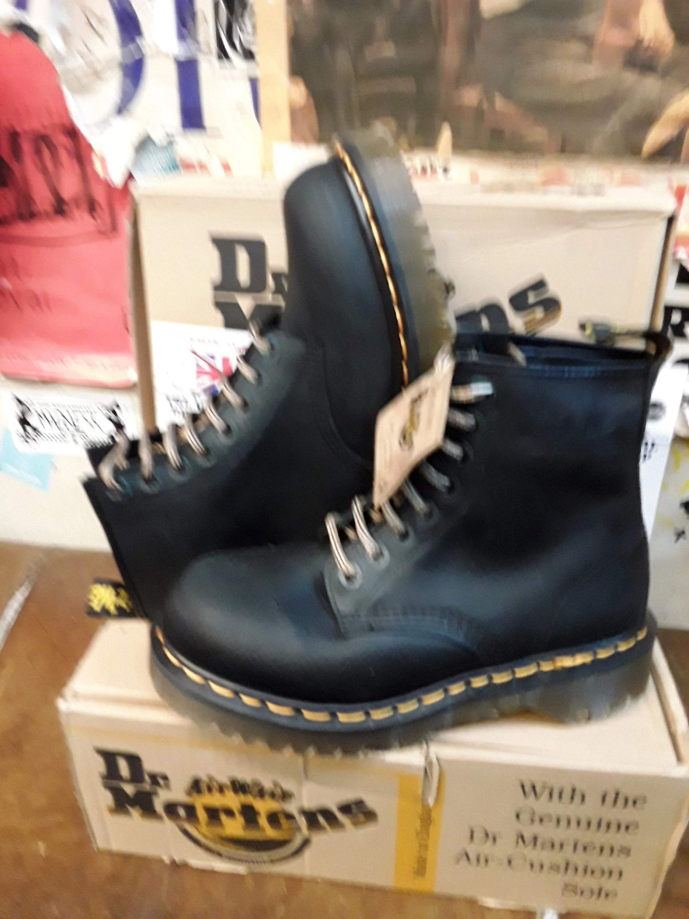 Dr Martens 8338z Bex Black Waxy 8 Hole Made in England Size 4 and 6