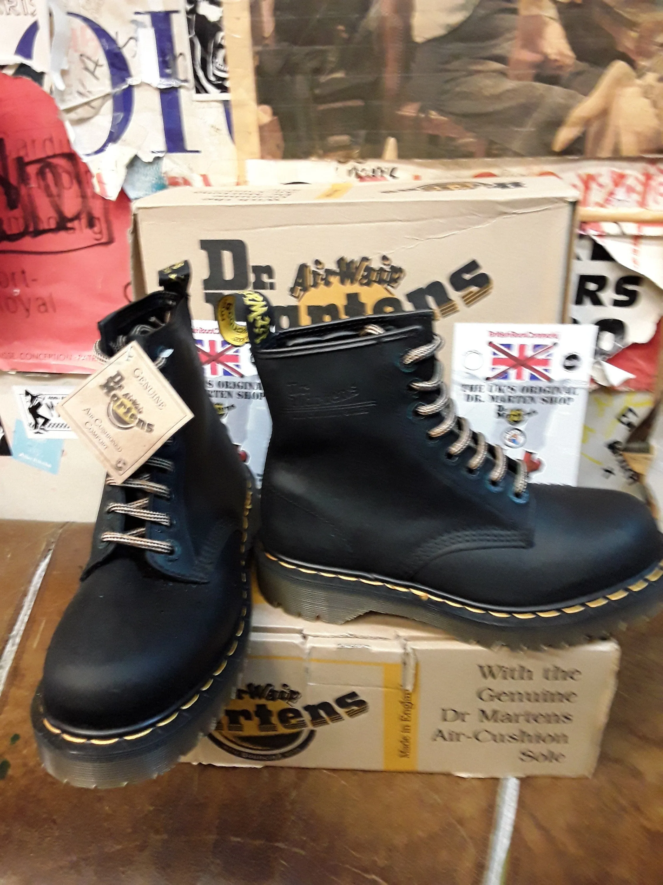 Dr Martens 8338z Bex Black Waxy 8 Hole Made in England Size 4 and 6