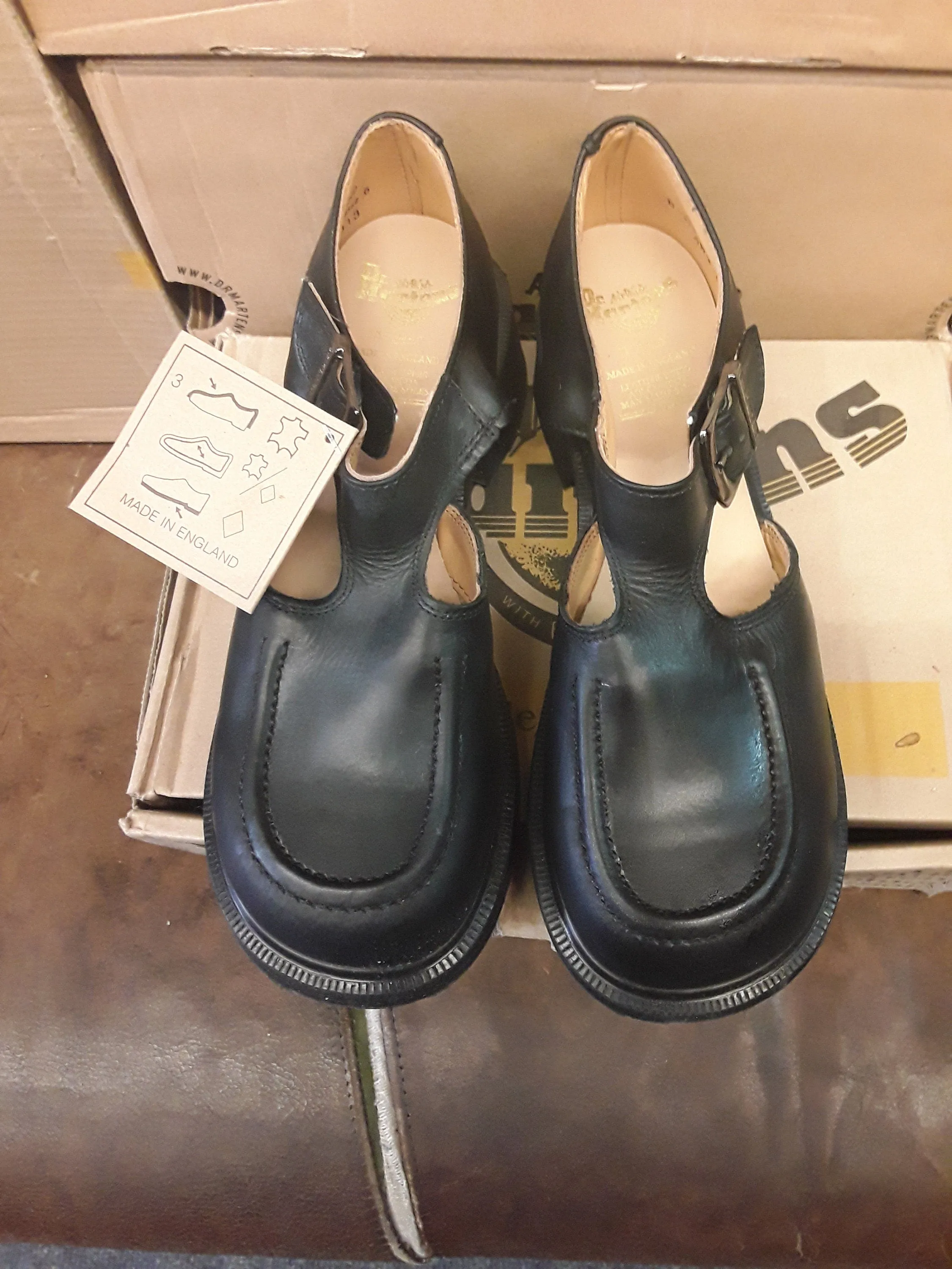 DR Martens Black waxy Heeled Mary Janes/ T Bars,  Made in England,  Various sizes