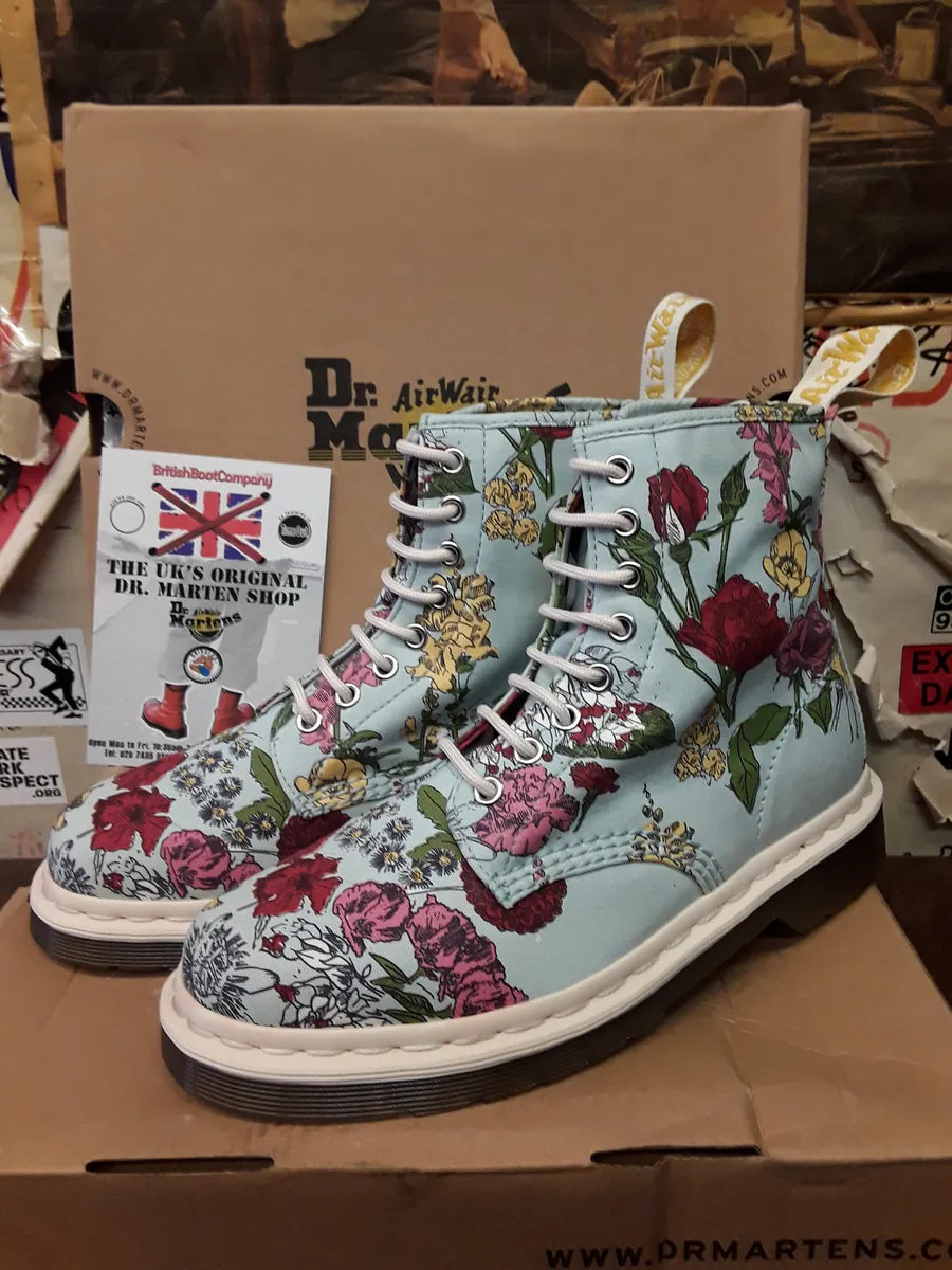 Dr Martens Cashlin Blue Floral Garden,  limited Edition Fabric print 1460z, Various sizes.