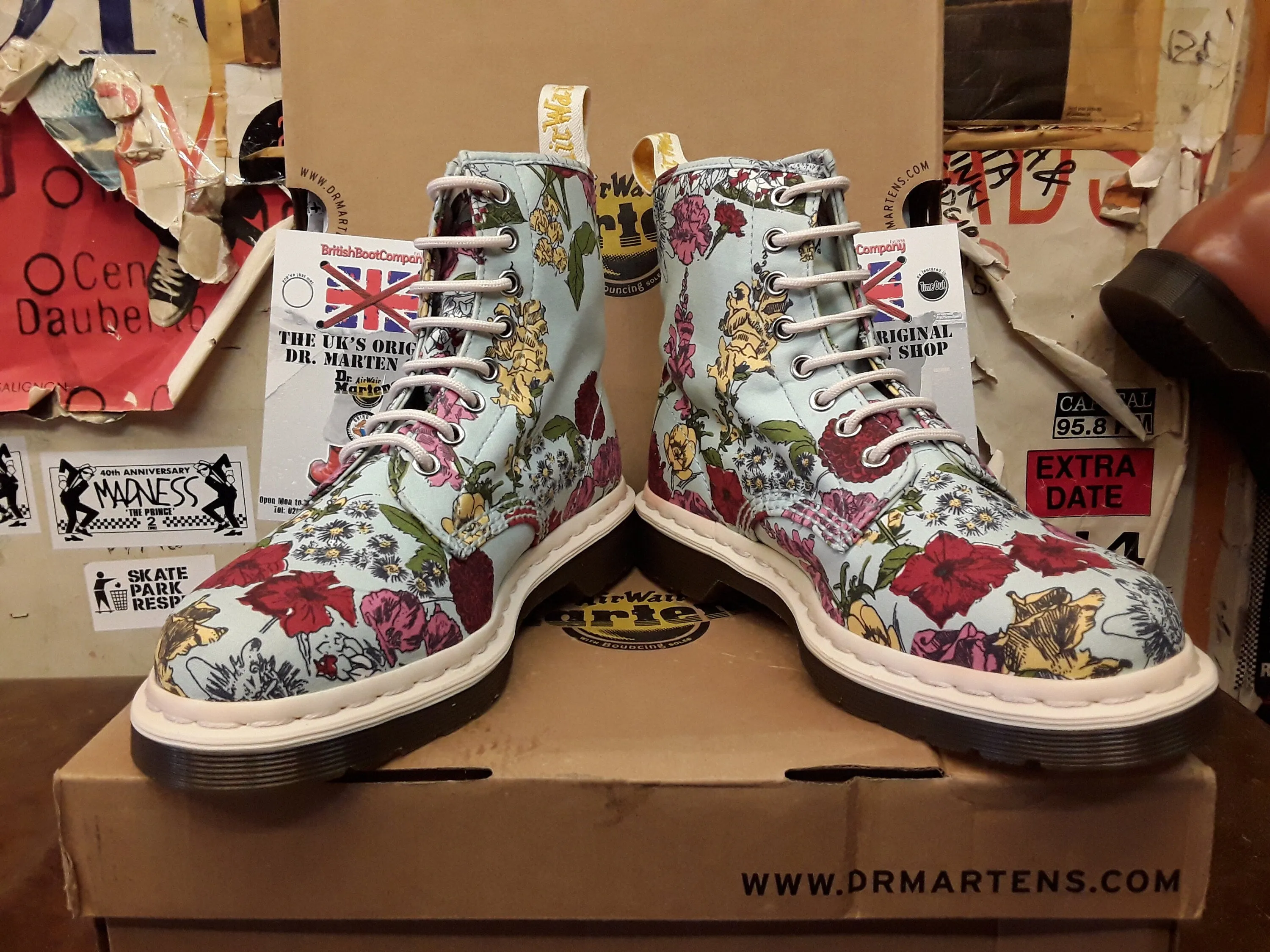 Dr Martens Cashlin Blue Floral Garden,  limited Edition Fabric print 1460z, Various sizes.