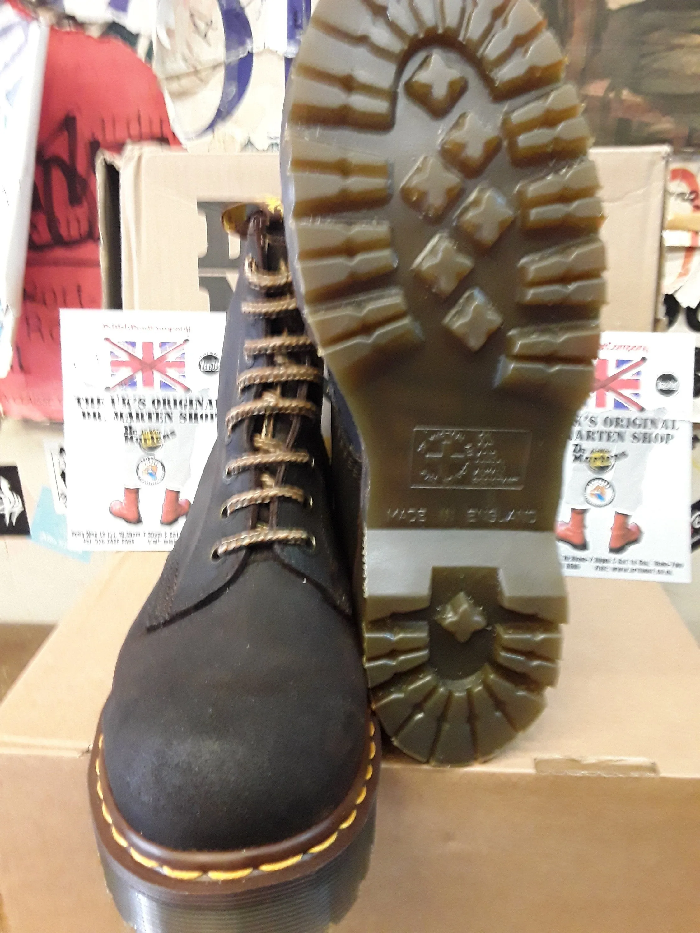 Dr Martens Chocolate Commando Waxy Suede 8 hole , 8338z , Bex sole. Made in England, SIZES available 4-12(vintage stock)