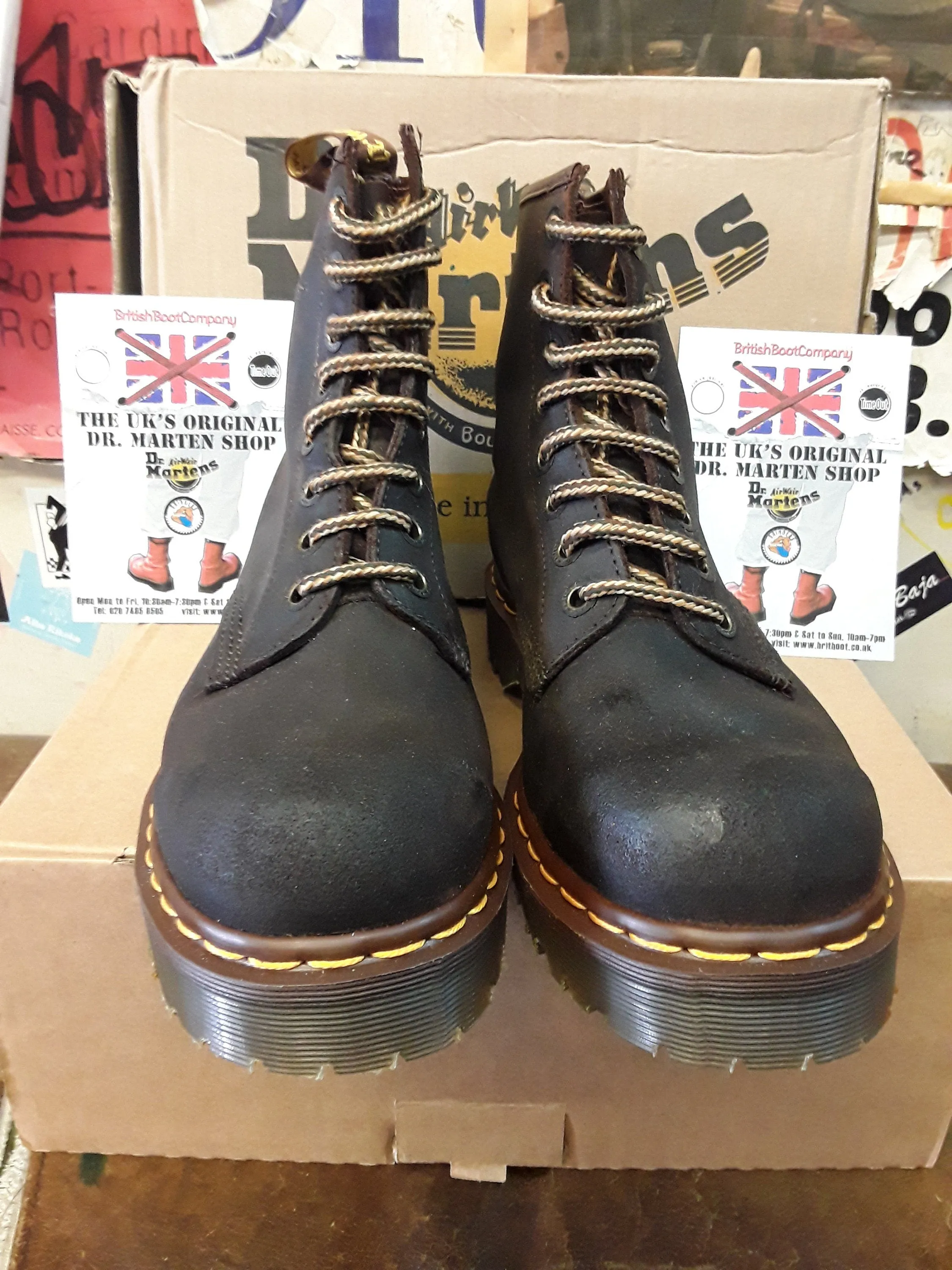 Dr Martens Chocolate Commando Waxy Suede 8 hole , 8338z , Bex sole. Made in England, SIZES available 4-12(vintage stock)