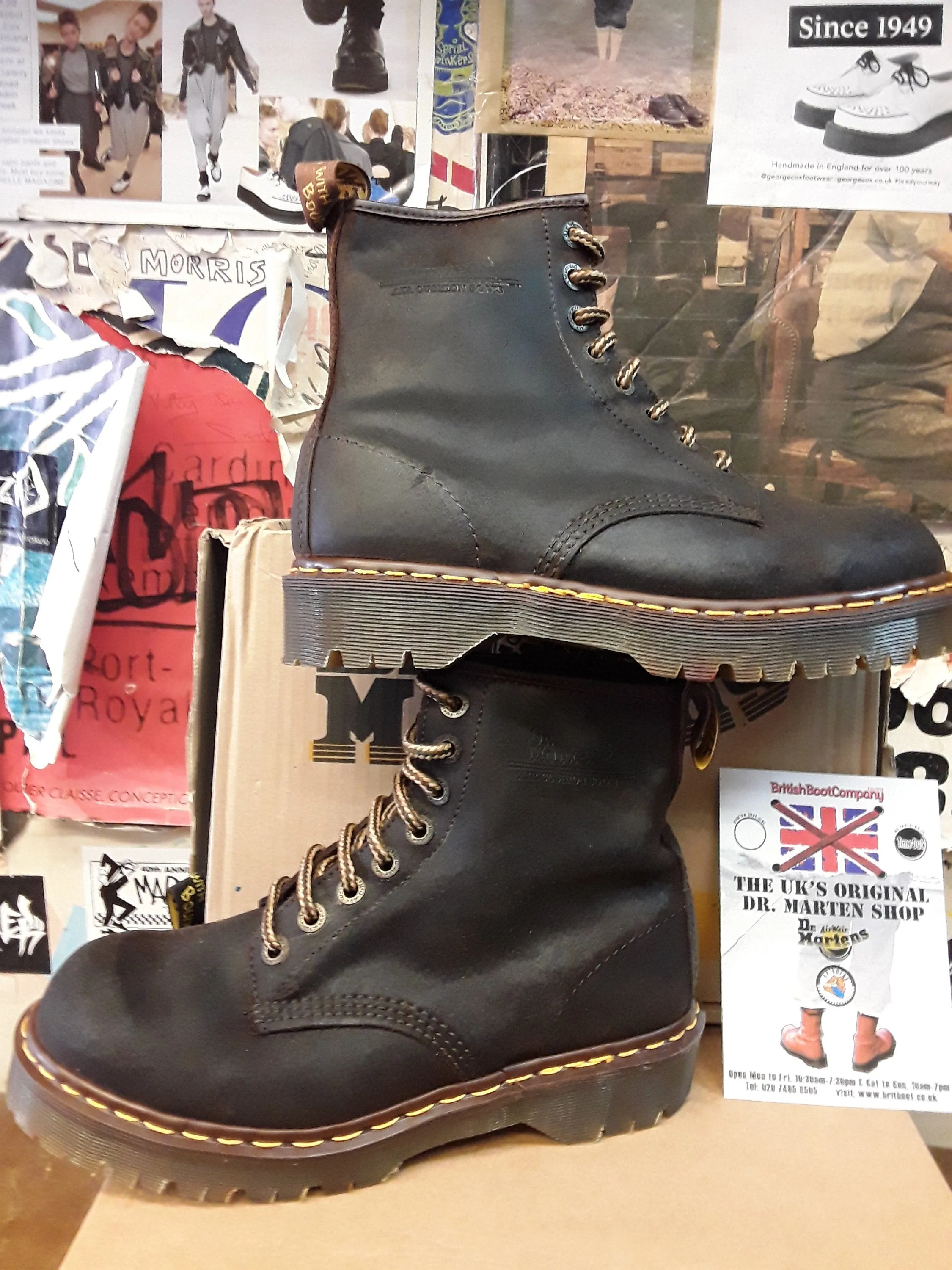 Dr Martens Chocolate Commando Waxy Suede 8 hole , 8338z , Bex sole. Made in England, SIZES available 4-12(vintage stock)